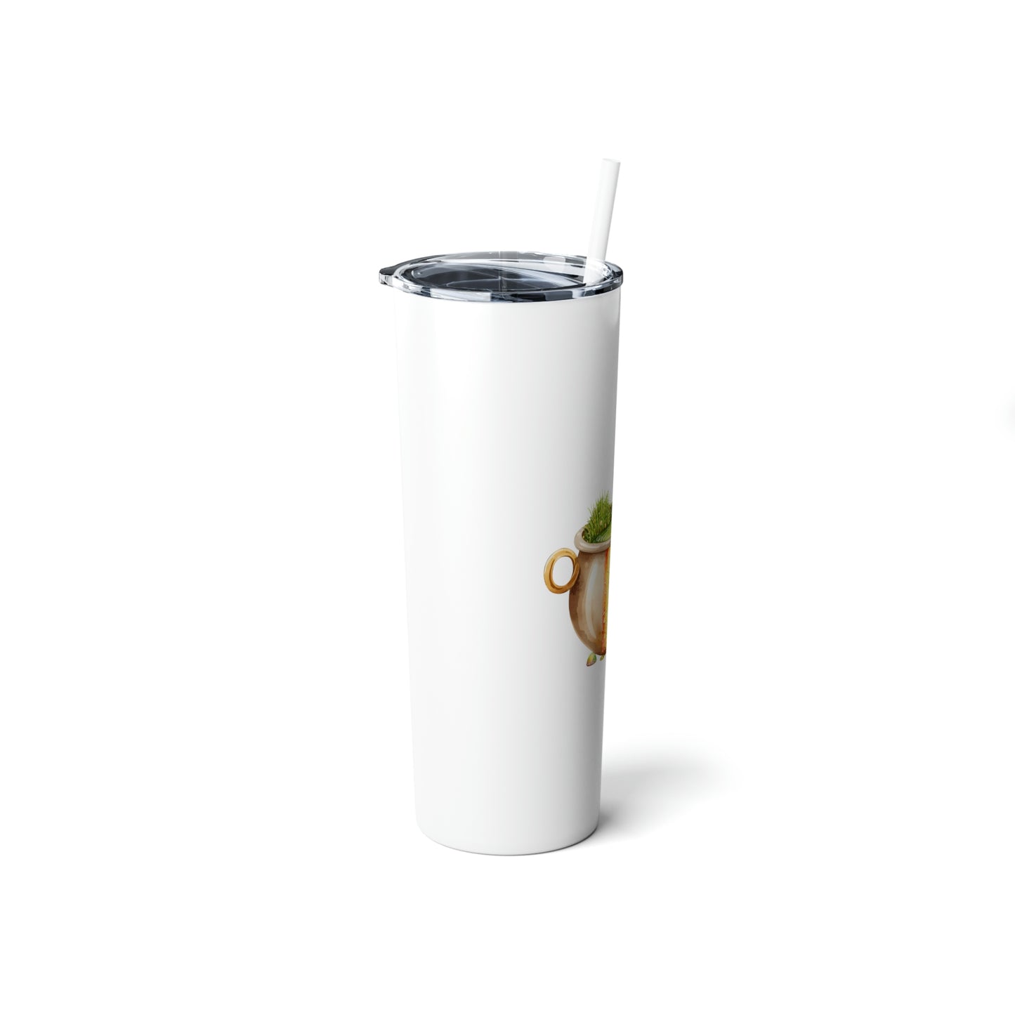 St. Patrick's Day Pot of Gold Skinny Steel Tumbler with Straw, 20oz