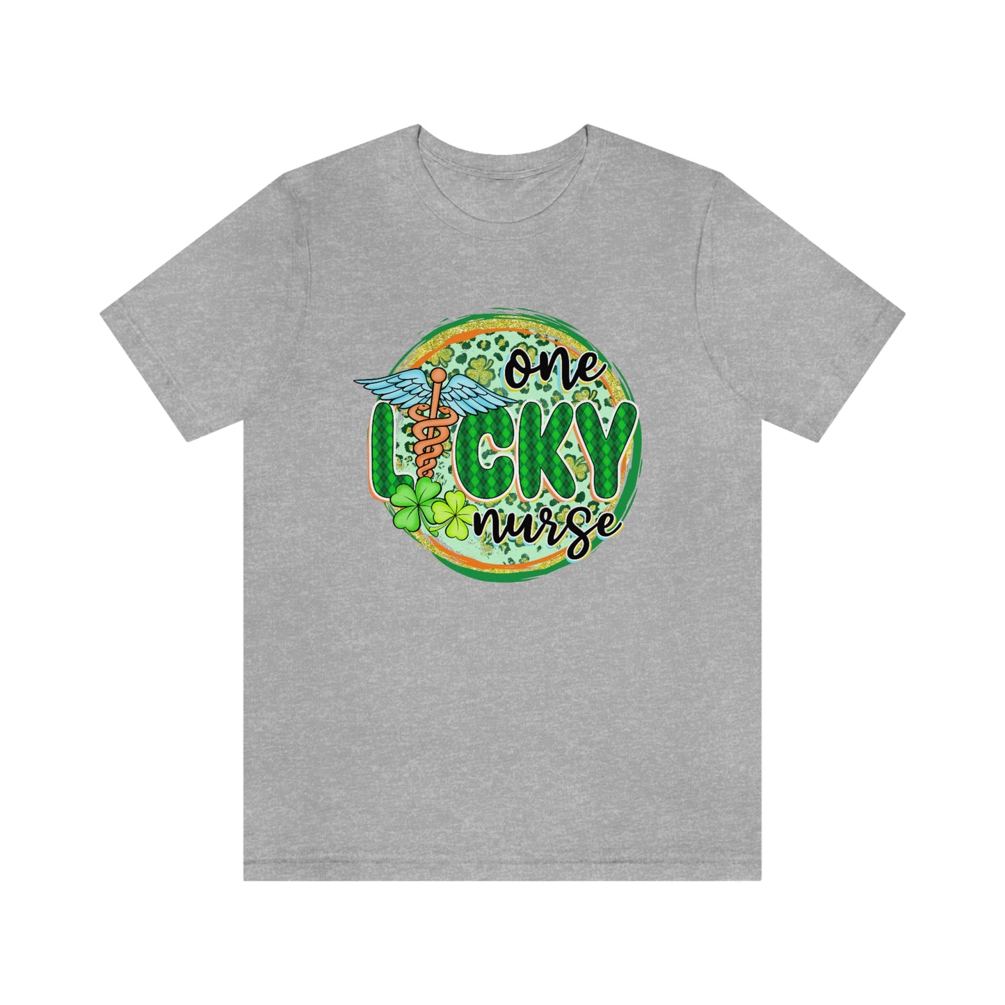 One Lucky Nurse Caduceus St. Patrick's Day Unisex Jersey Short Sleeve Tee