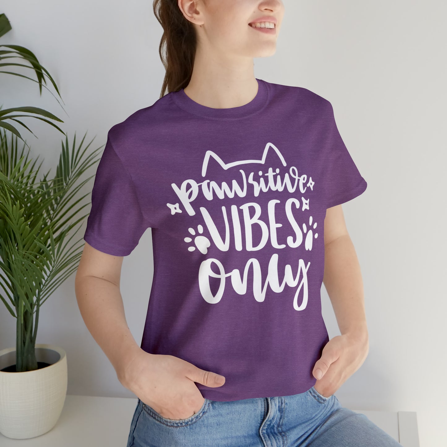 Pawsitive Vibes Only Cat Short Sleeve T-shirt