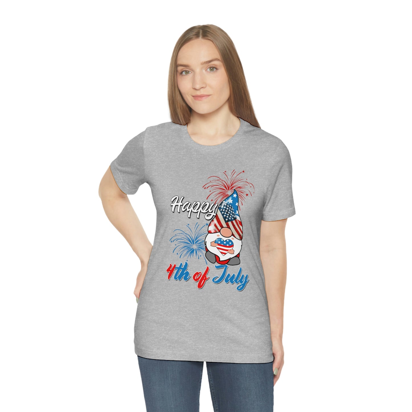 Gnome Happy 4th of July Independence Day Unisex Jersey Short Sleeve Tee