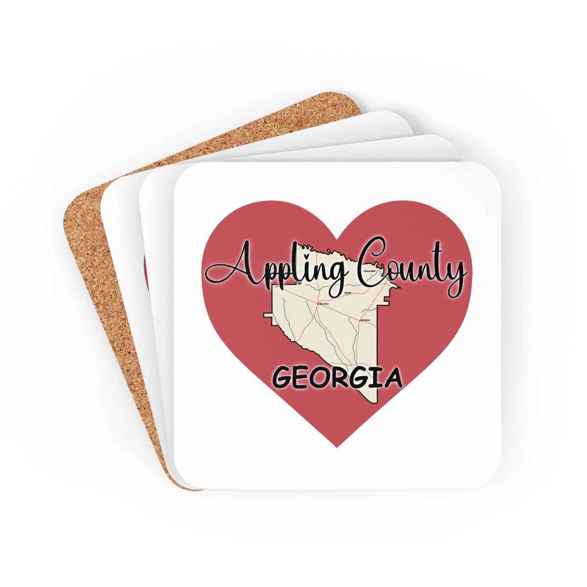 Appling County Georgia Corkwood Coaster Set