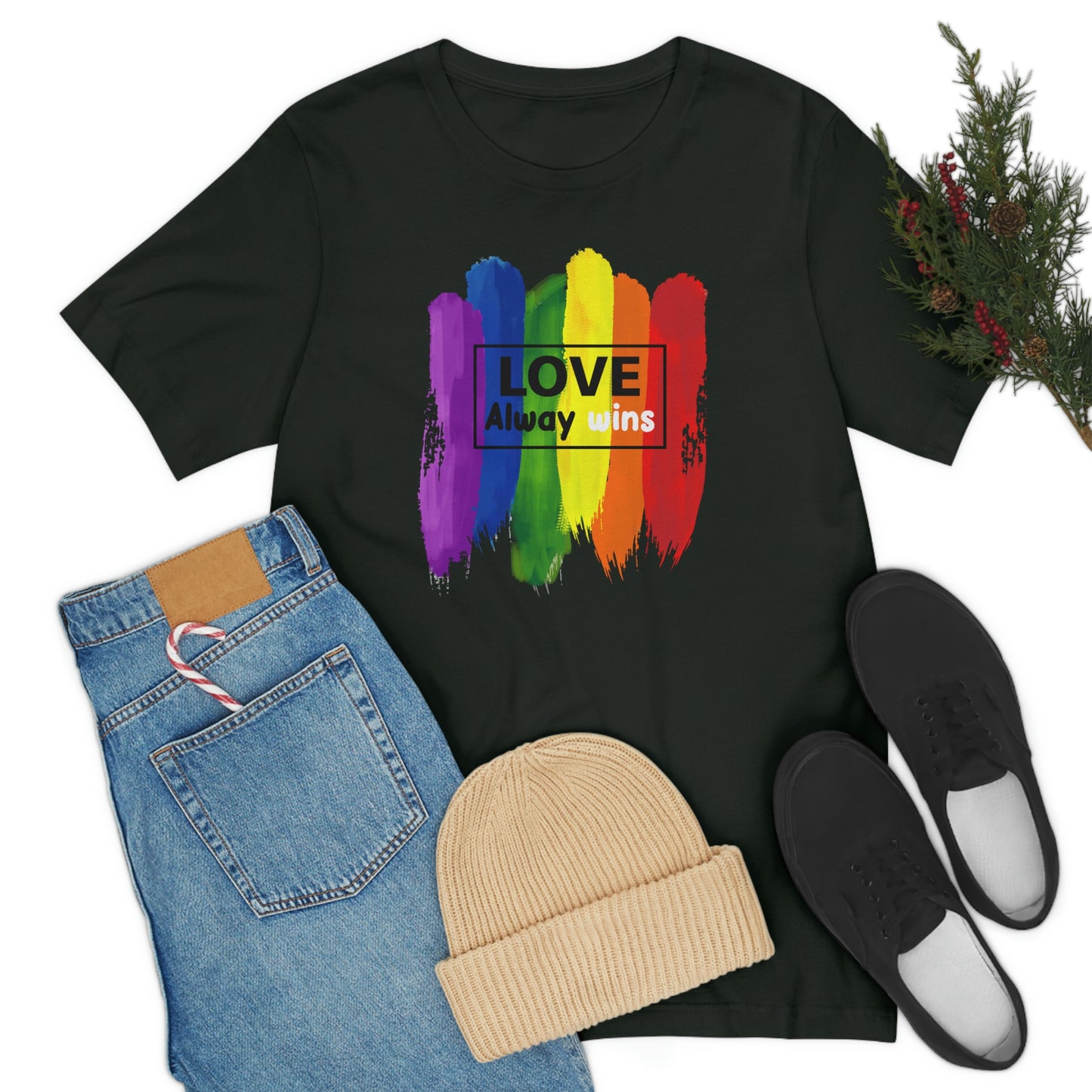 Love Always Wins LGBTQIA Print Unisex Jersey Short Sleeve Tee