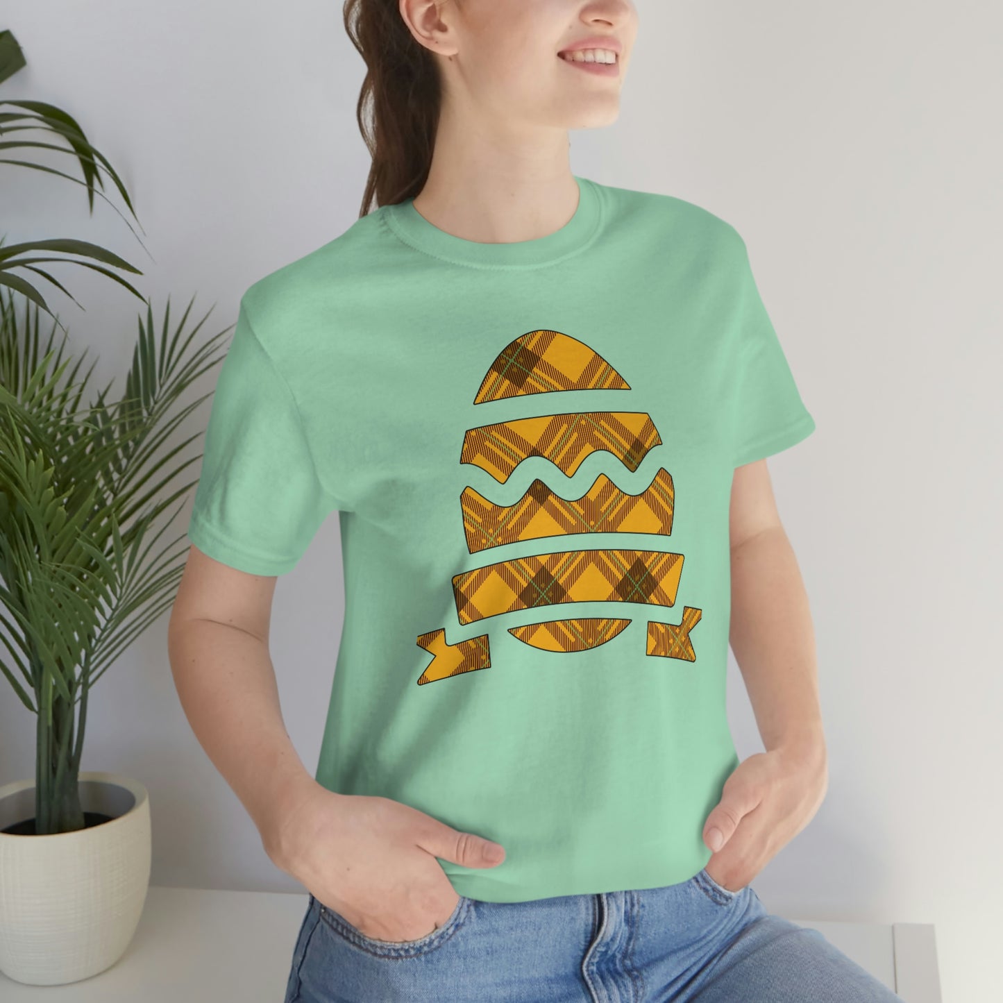 Plaid Egg Easter Spring Unisex Jersey Short Sleeve Tee