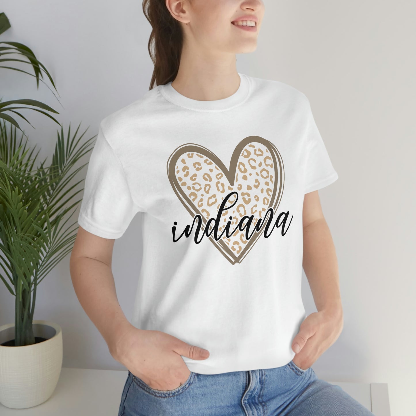 Indiana Gold Leopard Heart Black Script Short Sleeve T-shirt