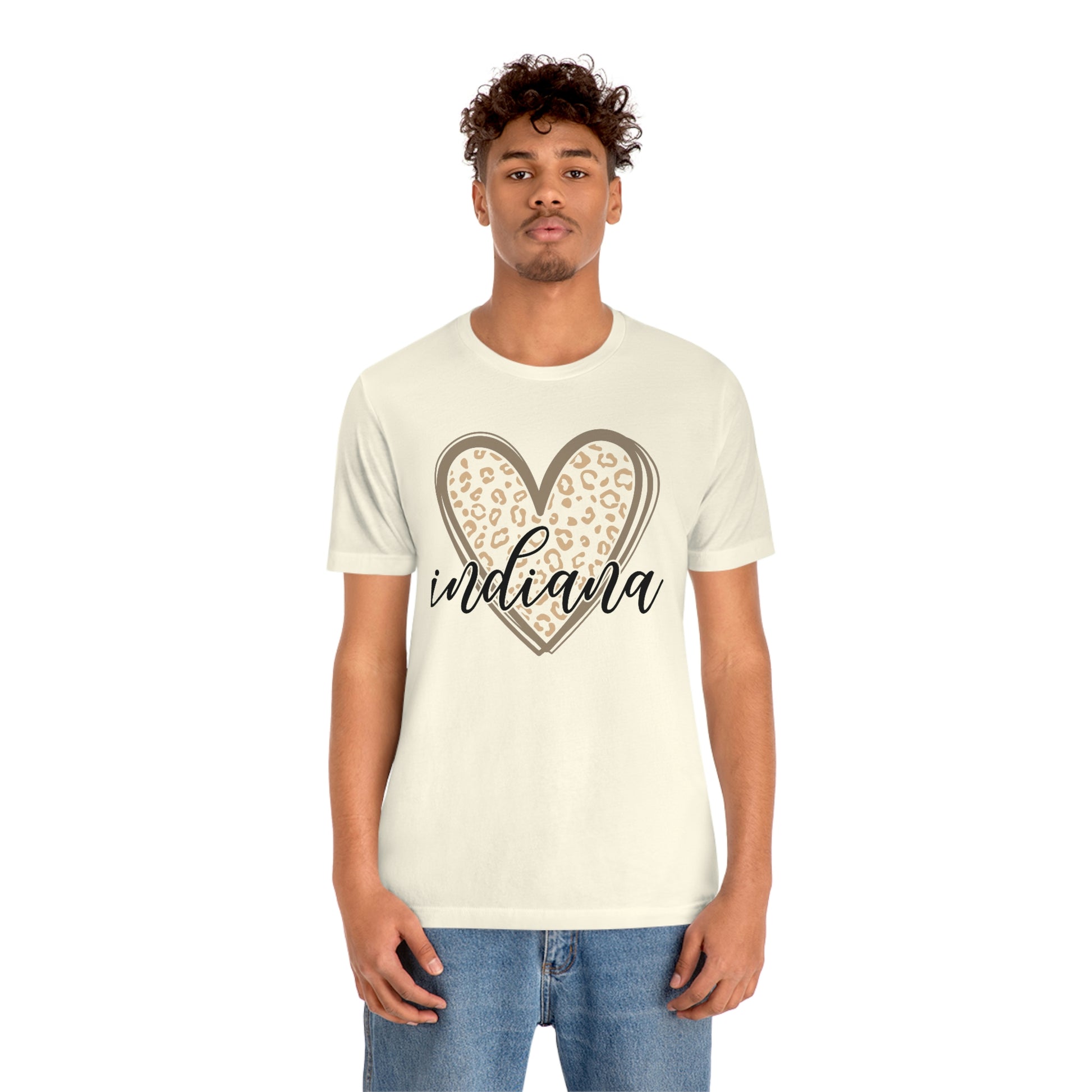 Indiana Gold Leopard Heart Black Script Short Sleeve T-shirt