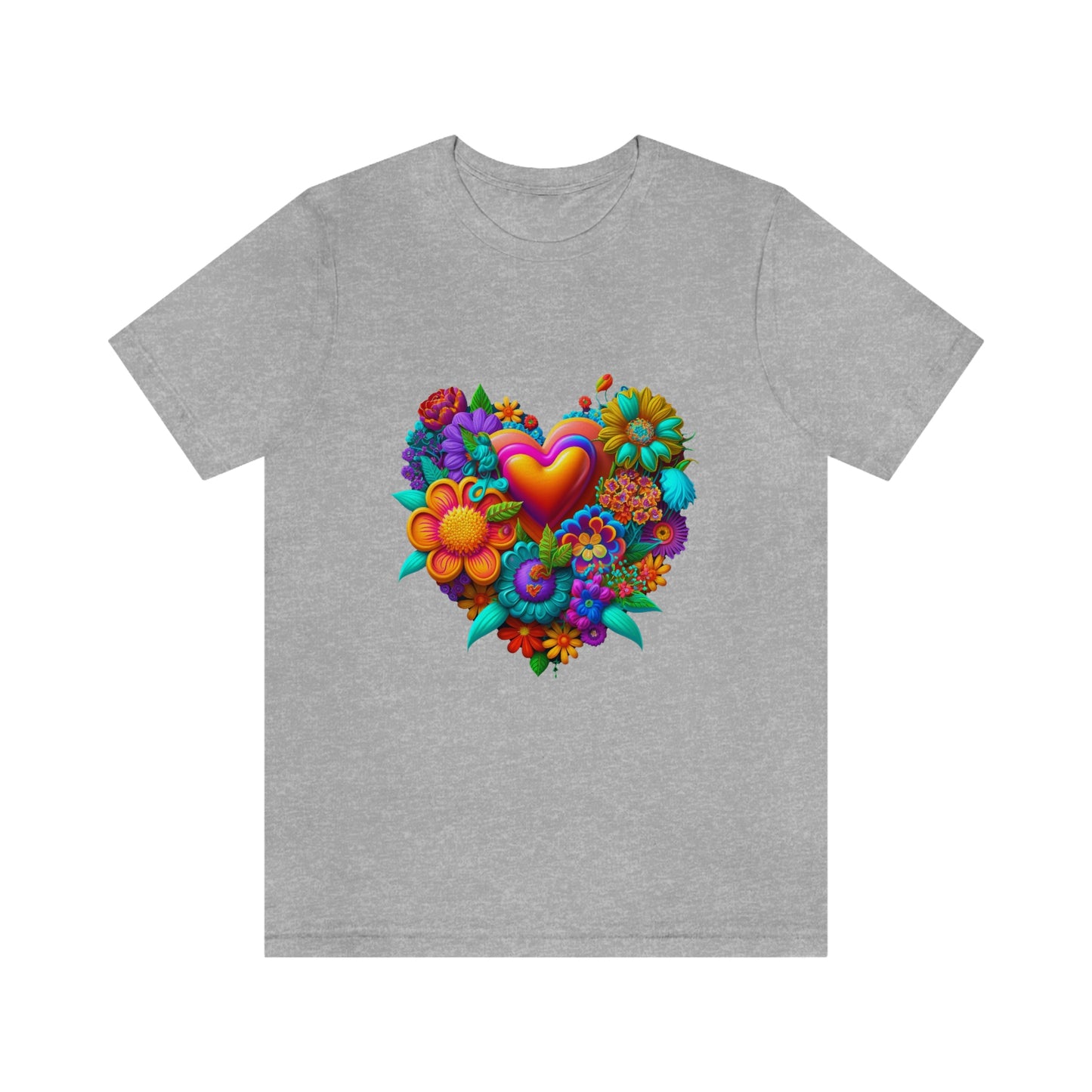 Bright Floral Heart Unisex Jersey Short Sleeve Tee