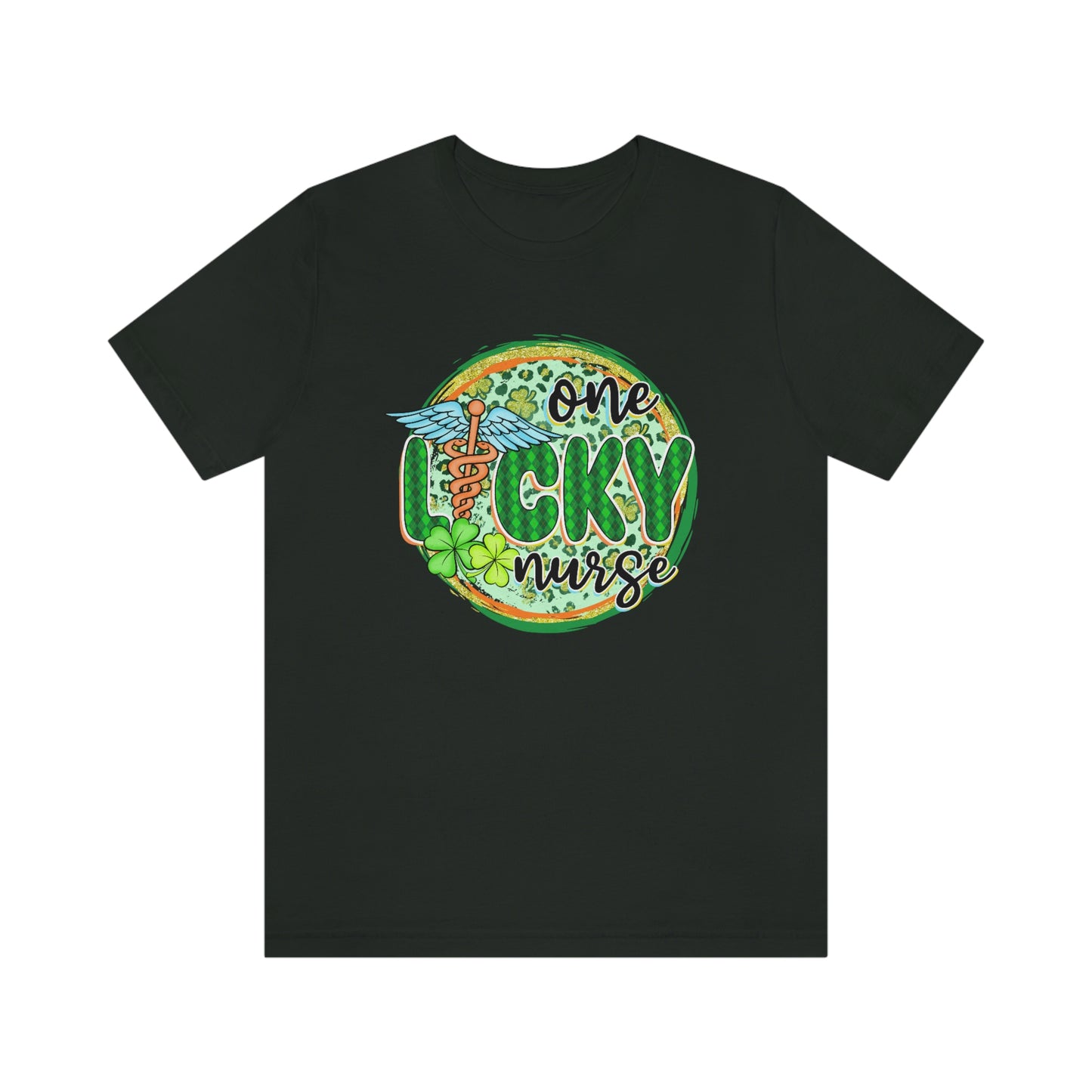 One Lucky Nurse Caduceus St. Patrick's Day Unisex Jersey Short Sleeve Tee