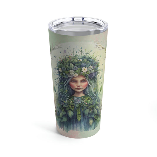 Girl Spring Flowers Watercolor Tumbler 20oz