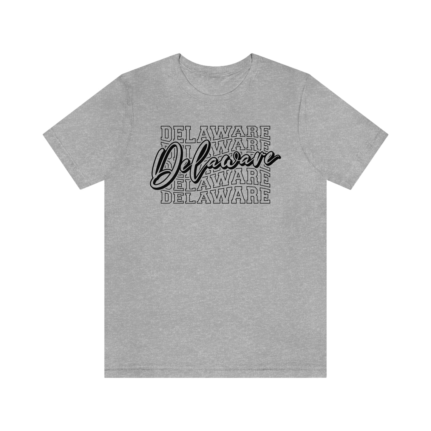 Delaware in Varsity Letters with Script Short Sleeve T-shirt
