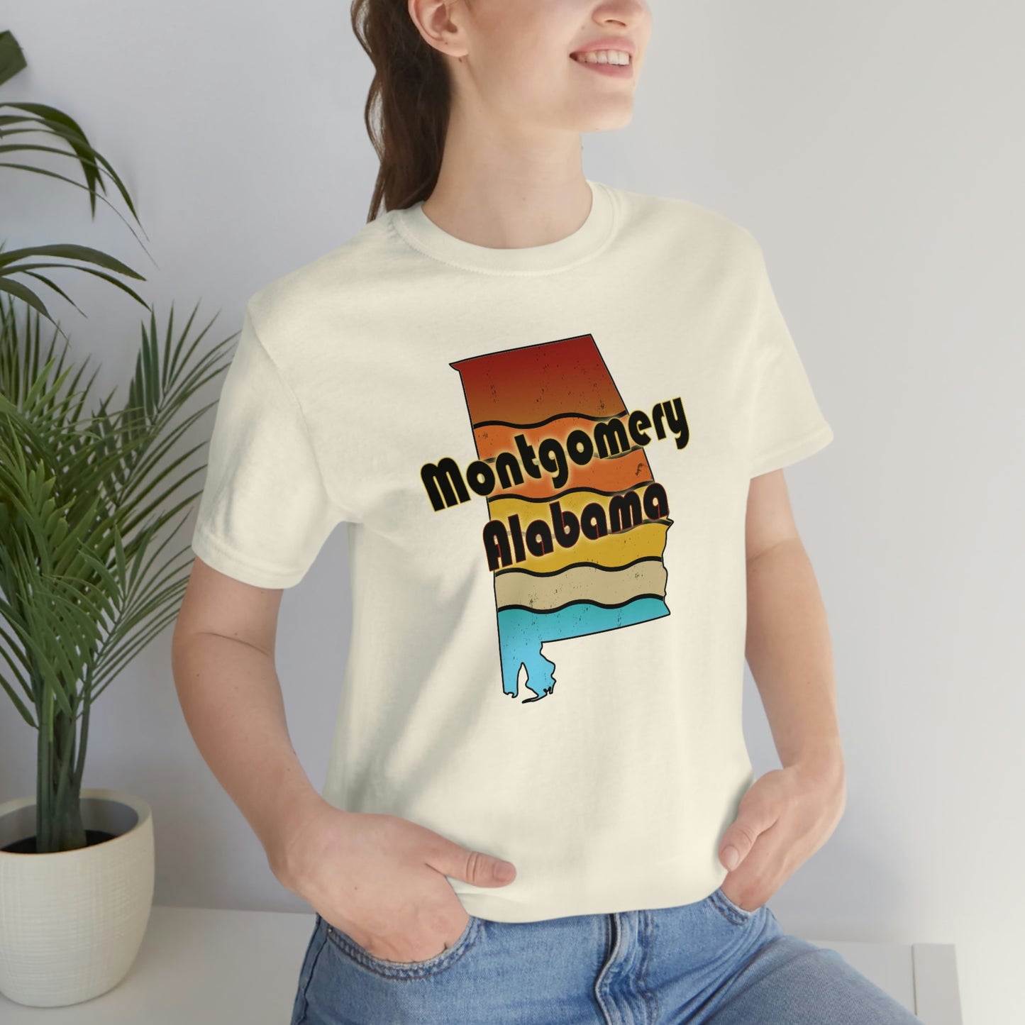 Montgomery Alabama Retro Sunset Unisex Jersey Short Sleeve T-shirt