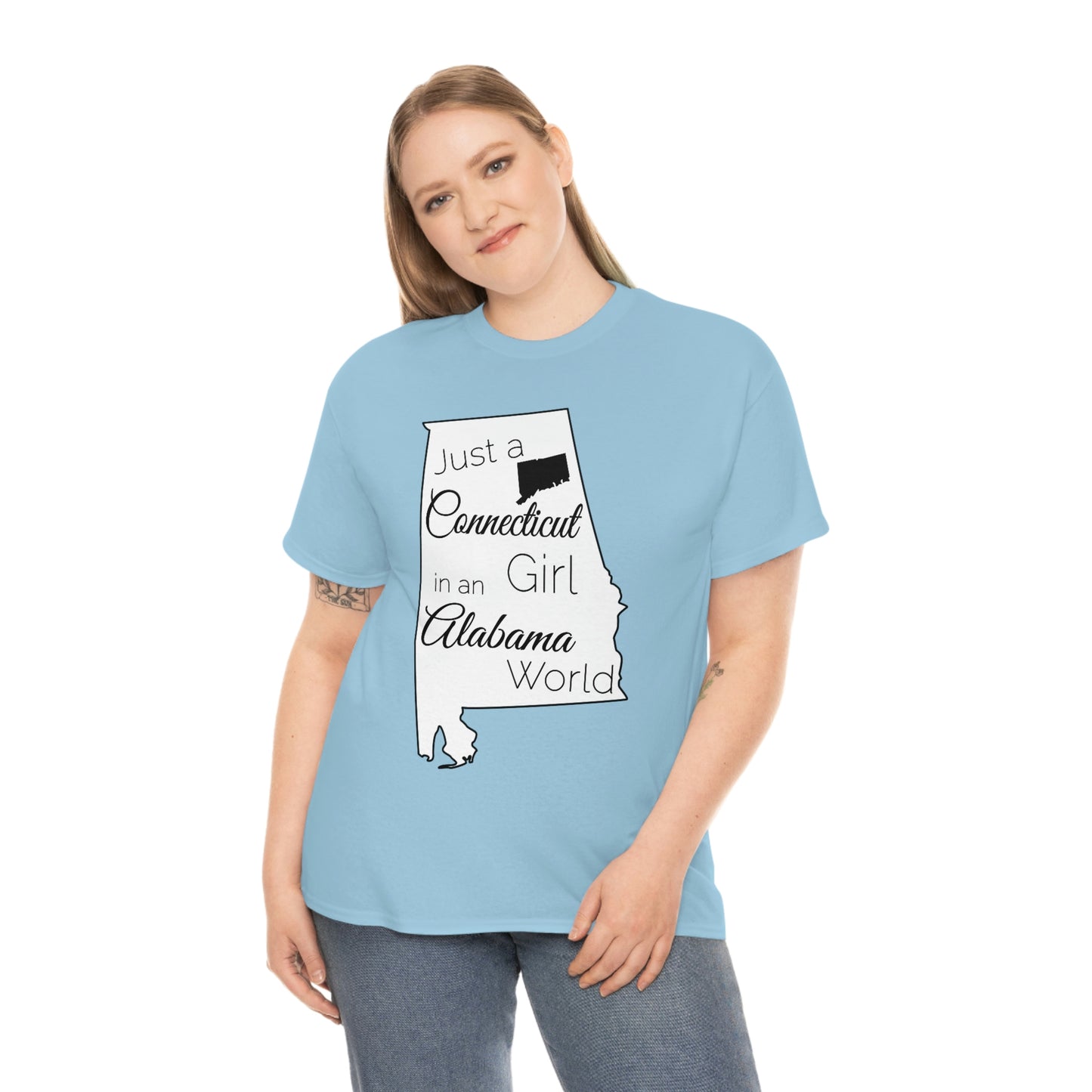 Just a Connecticut Girl in an Alabama World Unisex Heavy Cotton Tee
