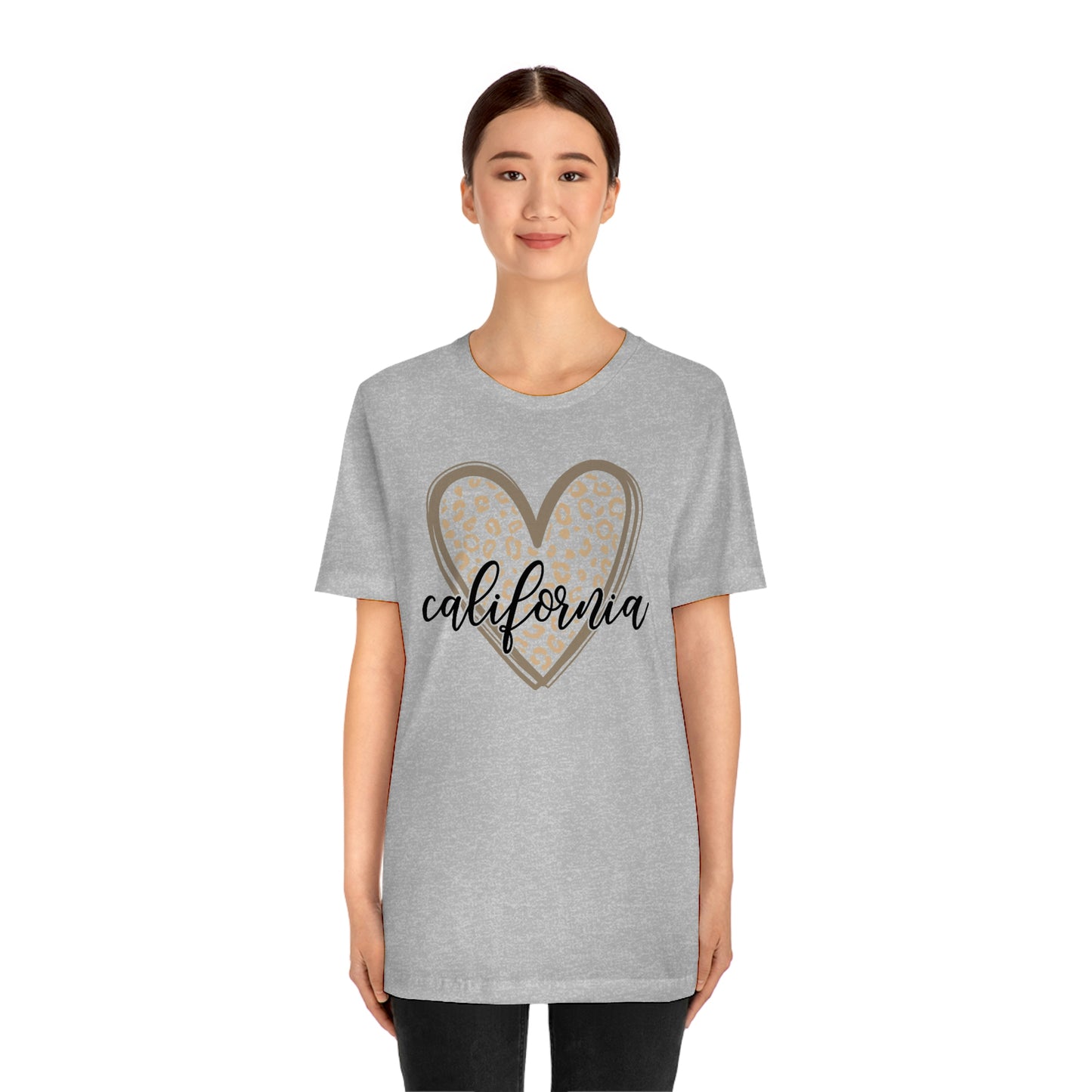 California Heart Gold Leopard Unisex Jersey Short Sleeve Tee Tshirt T-shirt
