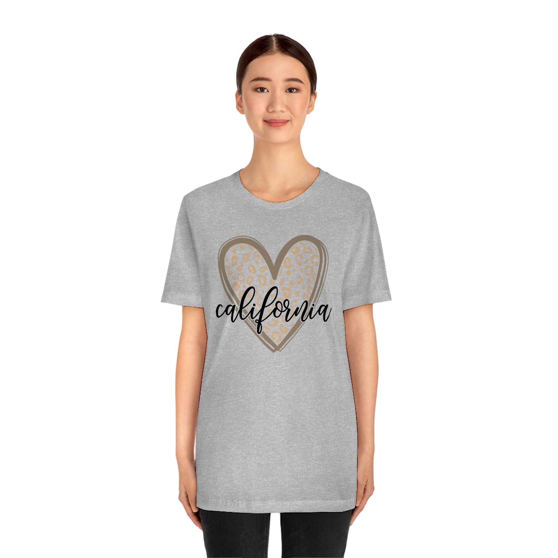 California Heart Gold Leopard Unisex Jersey Short Sleeve Tee Tshirt T-shirt
