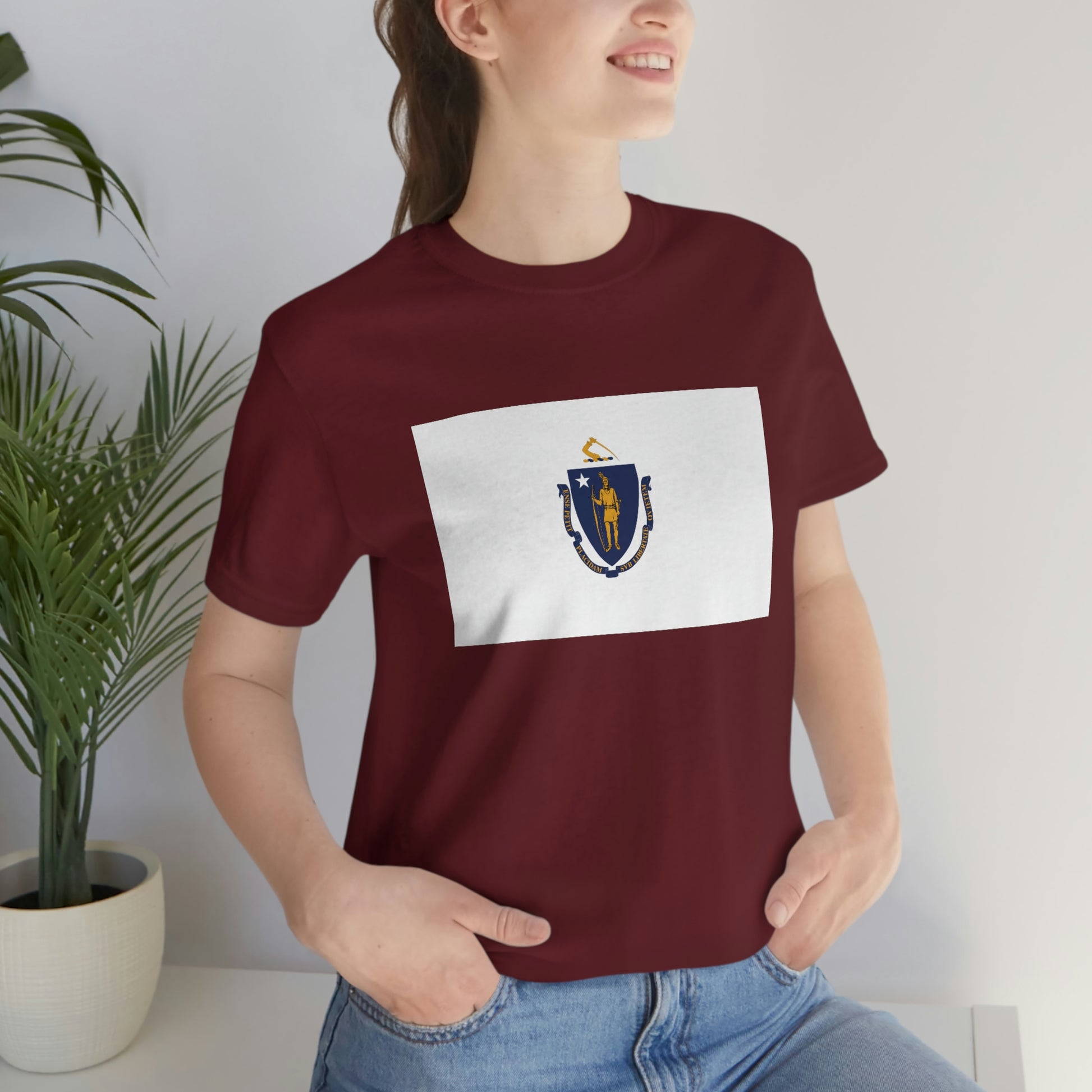 Massachusetts Flag Unisex Jersey Short Sleeve Tee Tshirt T-shirt