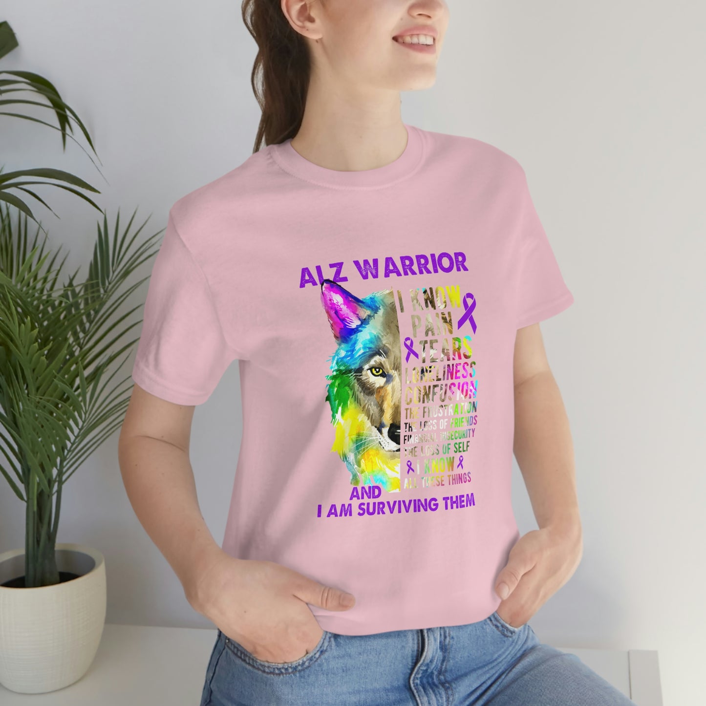 ALZ Warrior I Know Pain & Tears Alzheimer's Print Unisex Jersey Short Sleeve Tee
