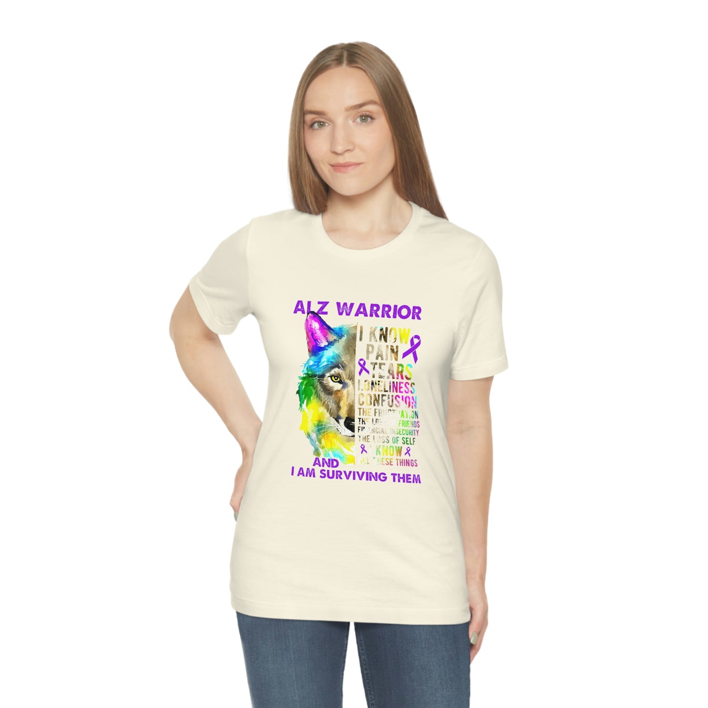 ALZ Warrior I Know Pain & Tears Alzheimer's Print Unisex Jersey Short Sleeve Tee