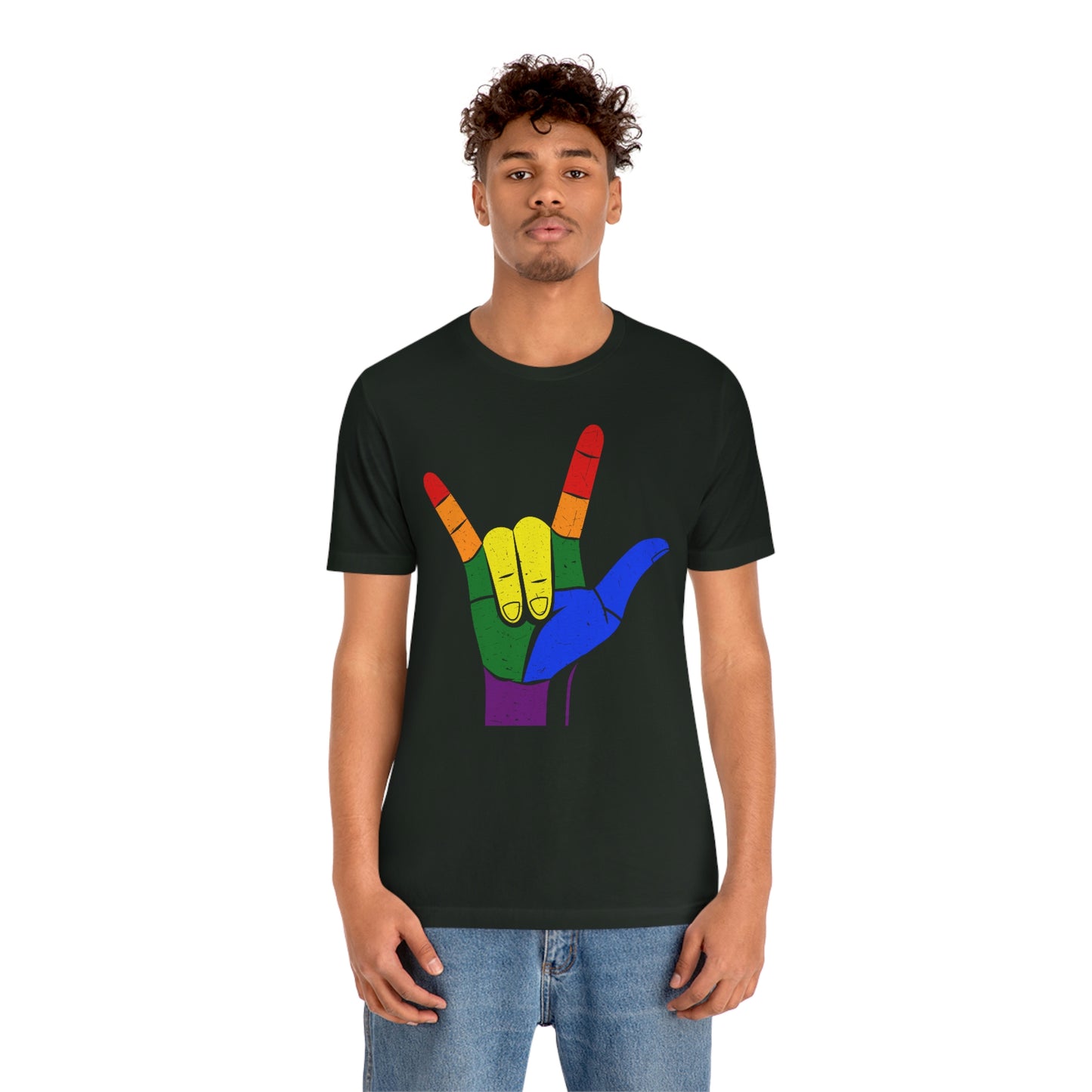 Hand Rainbow LGBTQIA Unisex Jersey Short Sleeve Tee