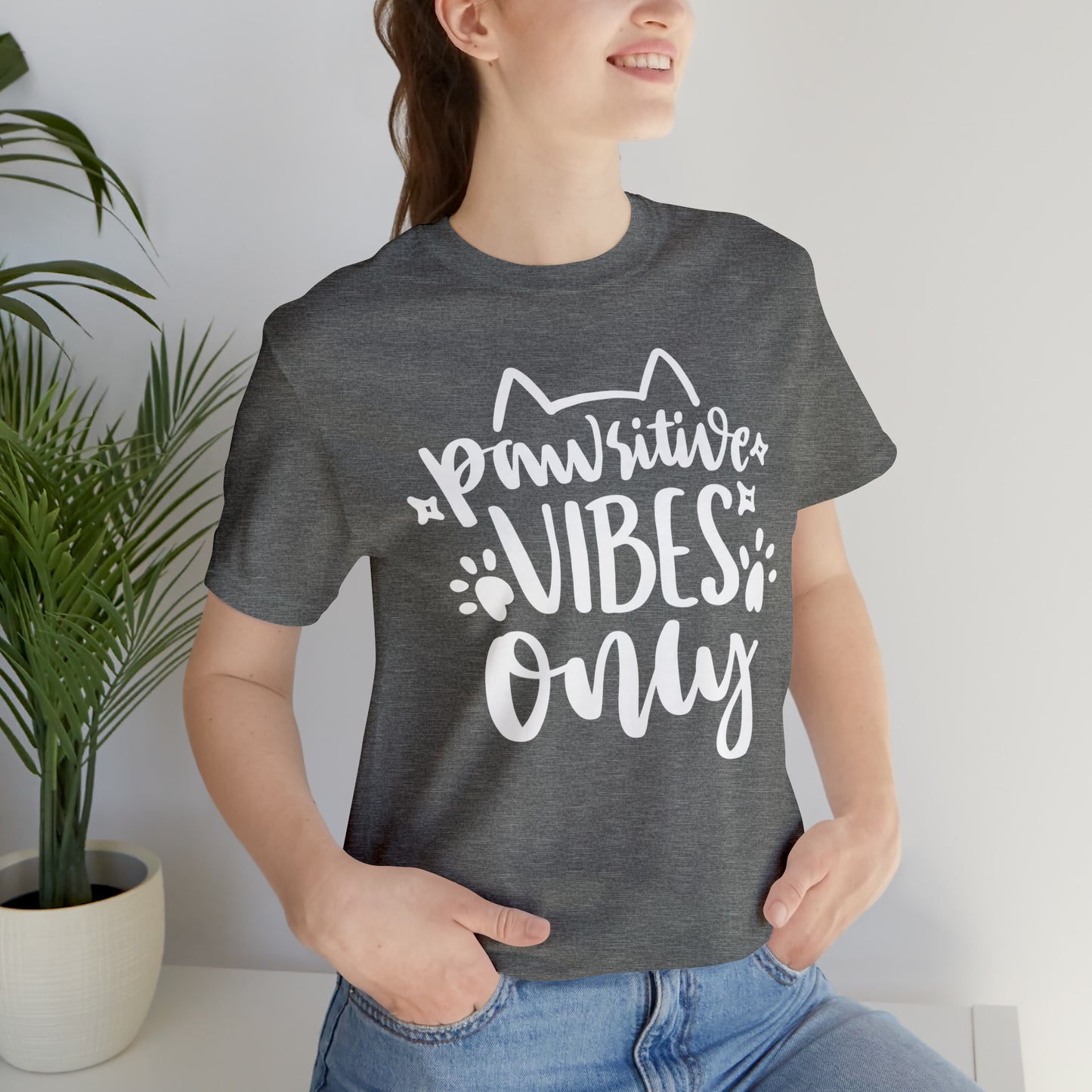 Pawsitive Vibes Only Cat Short Sleeve T-shirt