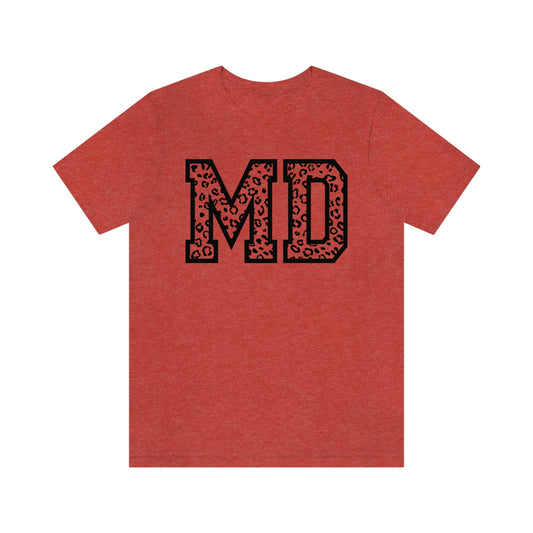 Maryland MD Leopard Print Letters Short Sleeve T-shirt
