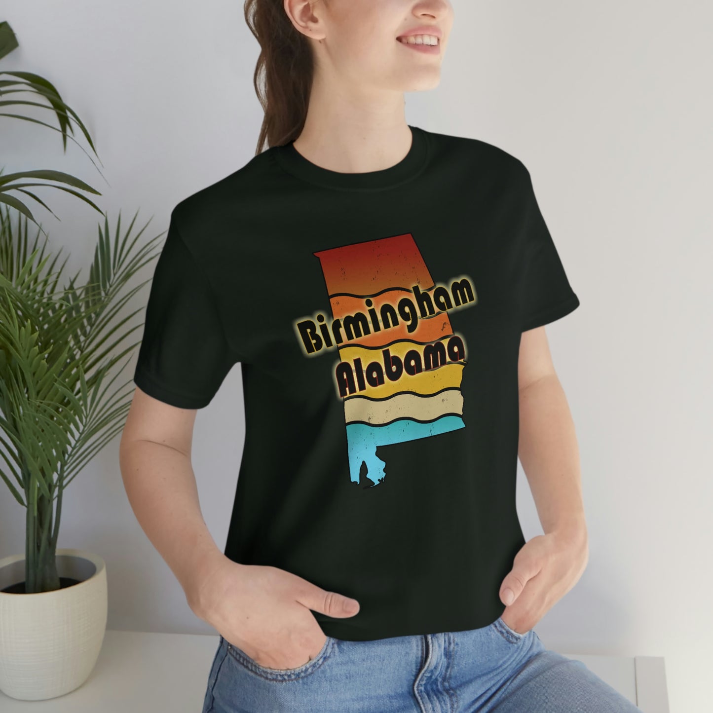 Birmingham Alabama Retro Sunset Unisex Jersey Short Sleeve T-shirt