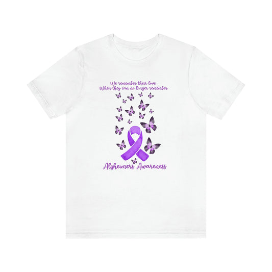 We Remember Their Love When They Can No Longer Remember Alzheimer's Awareness Print Unisex Jersey Short Sleeve Tee