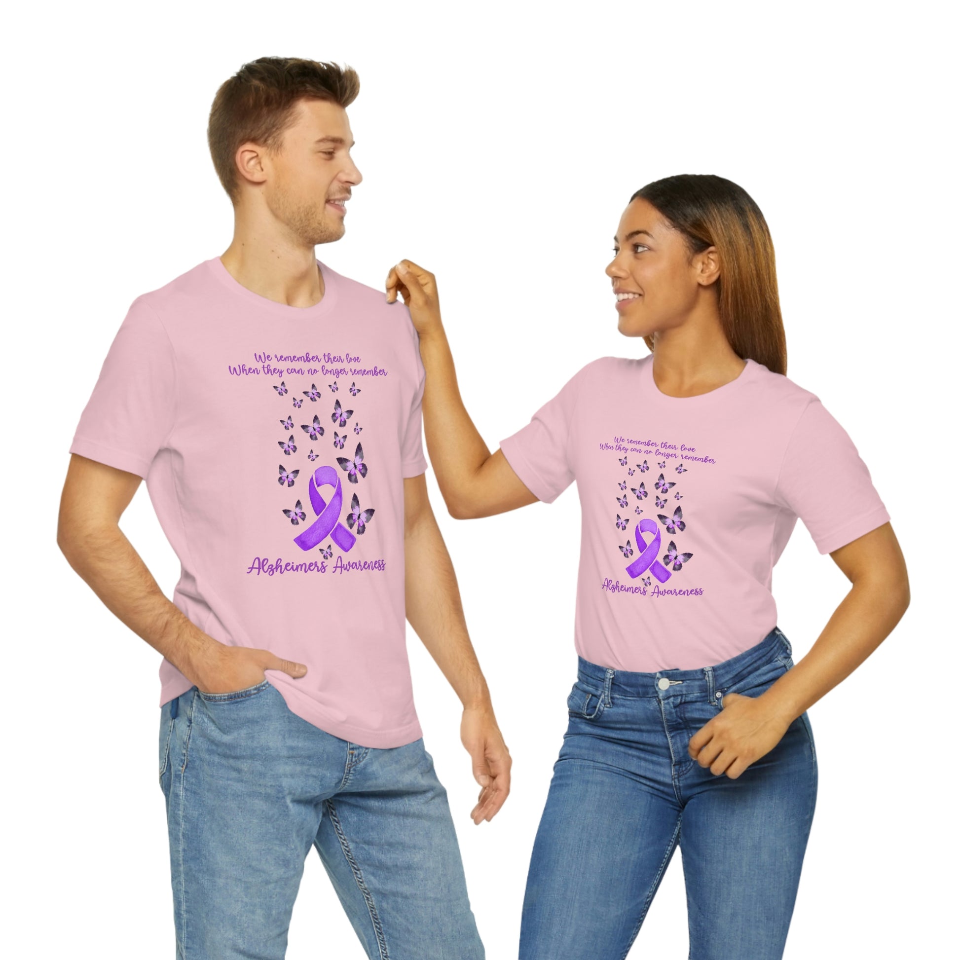 We Remember Their Love When They Can No Longer Remember Alzheimer's Awareness Print Unisex Jersey Short Sleeve Tee