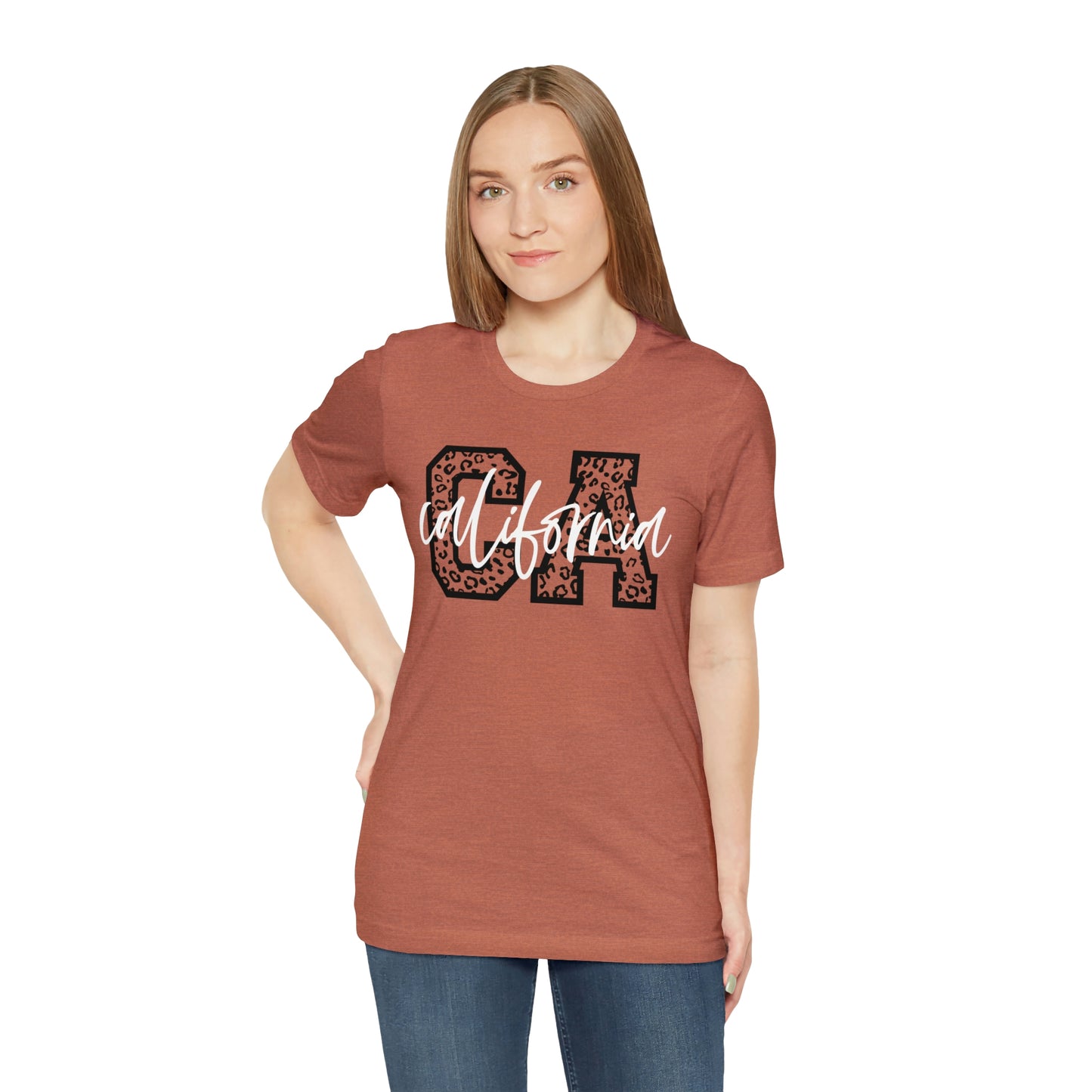 California CA Leopard Print Unisex Jersey Short Sleeve Tee Tshirt T-shirt