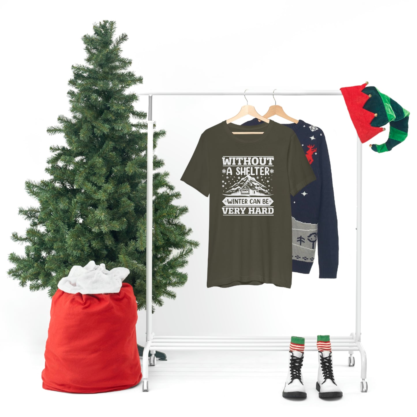 Without a Shelter Winter Can Be Very Hard Print Unisex Jersey Short Sleeve Tee
