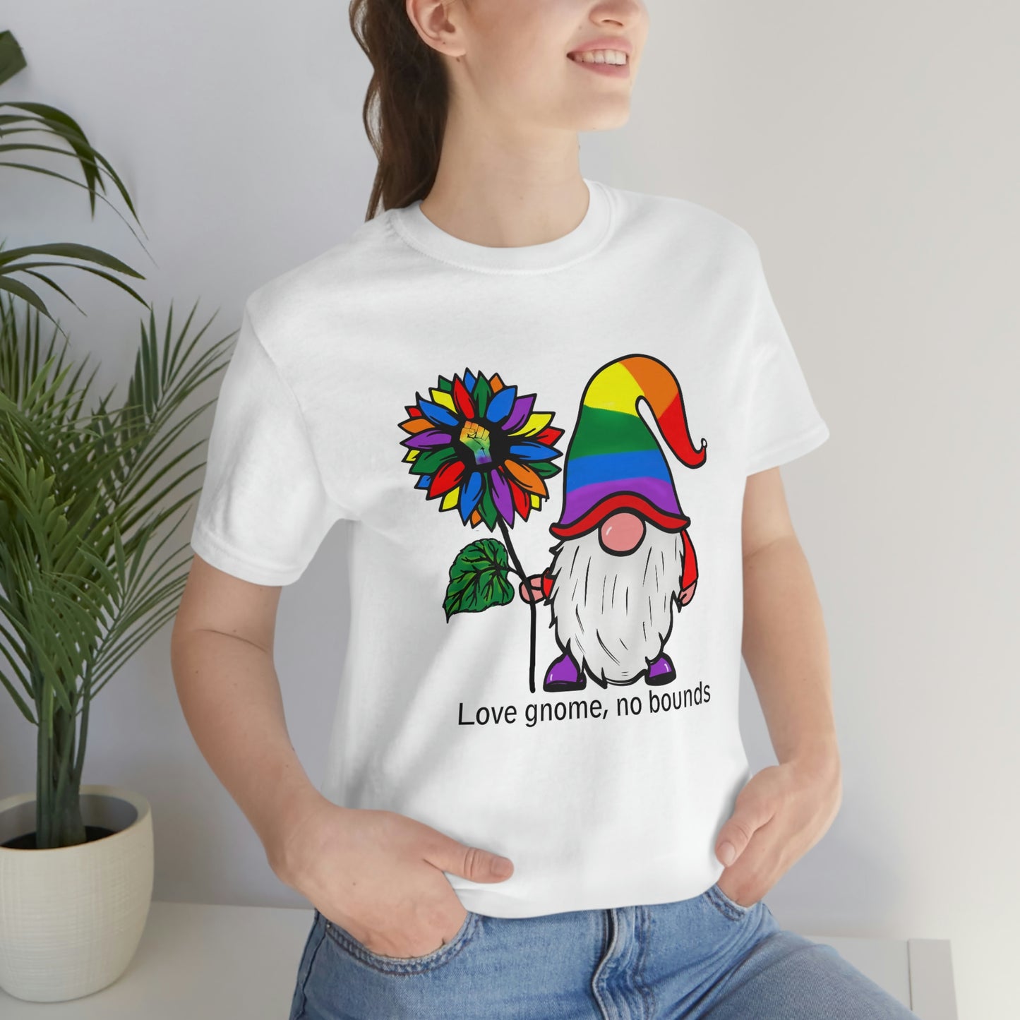 Love Gnomes No Bounds LGBTQIA Print Unisex Jersey Short Sleeve Tee