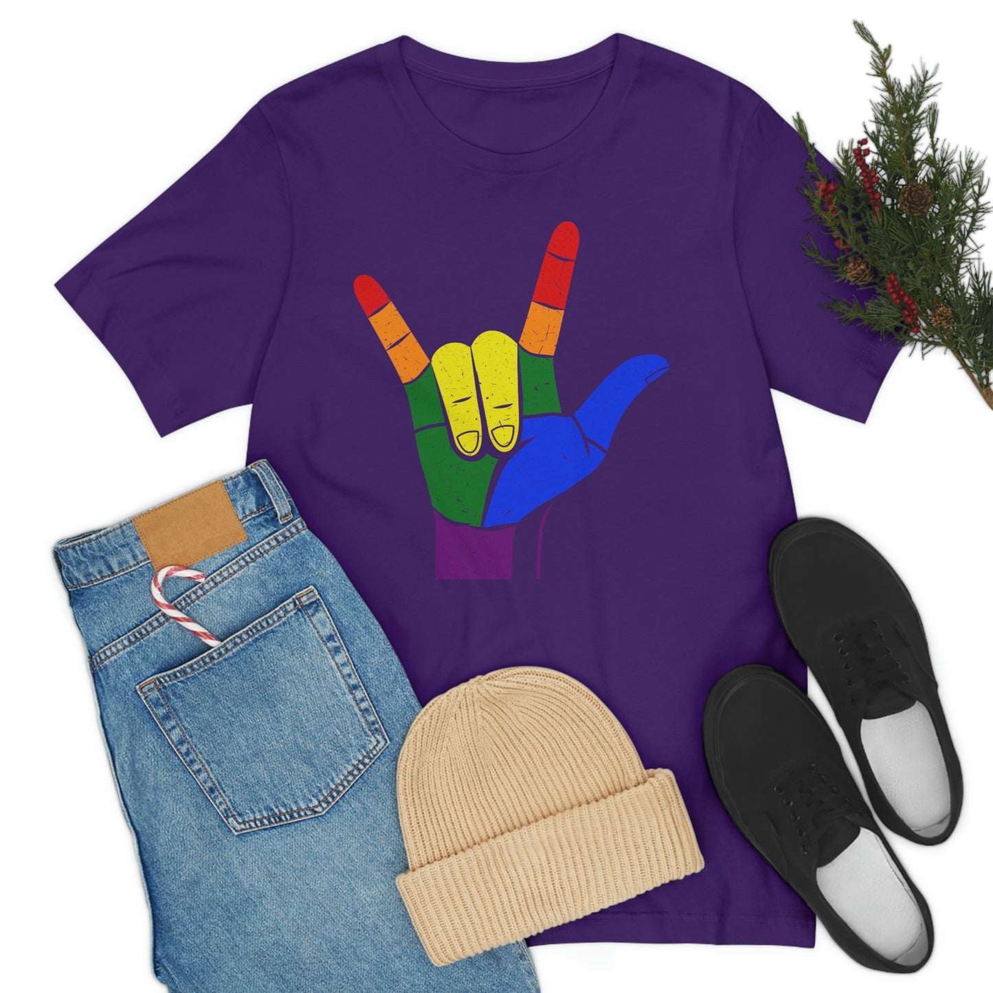 Hand Rainbow LGBTQIA Unisex Jersey Short Sleeve Tee