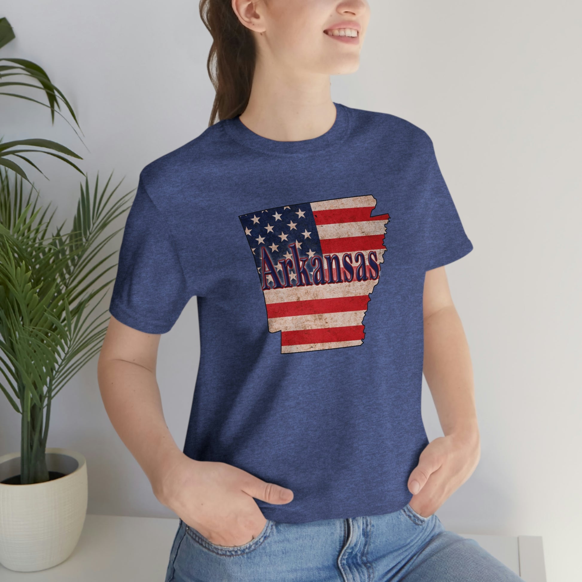 Arkansas US Flag Unisex Jersey Short Sleeve Tee Tshirt T-shirt