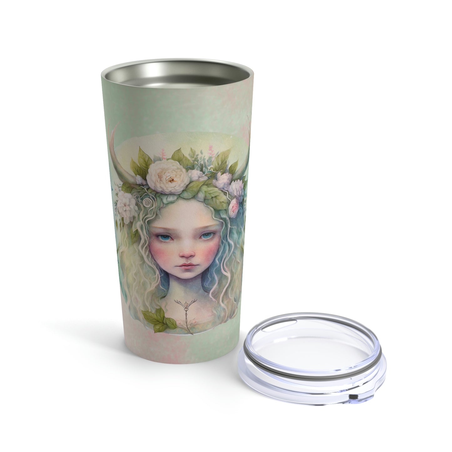 Girl Spring Flowers Watercolor Tumbler 20oz