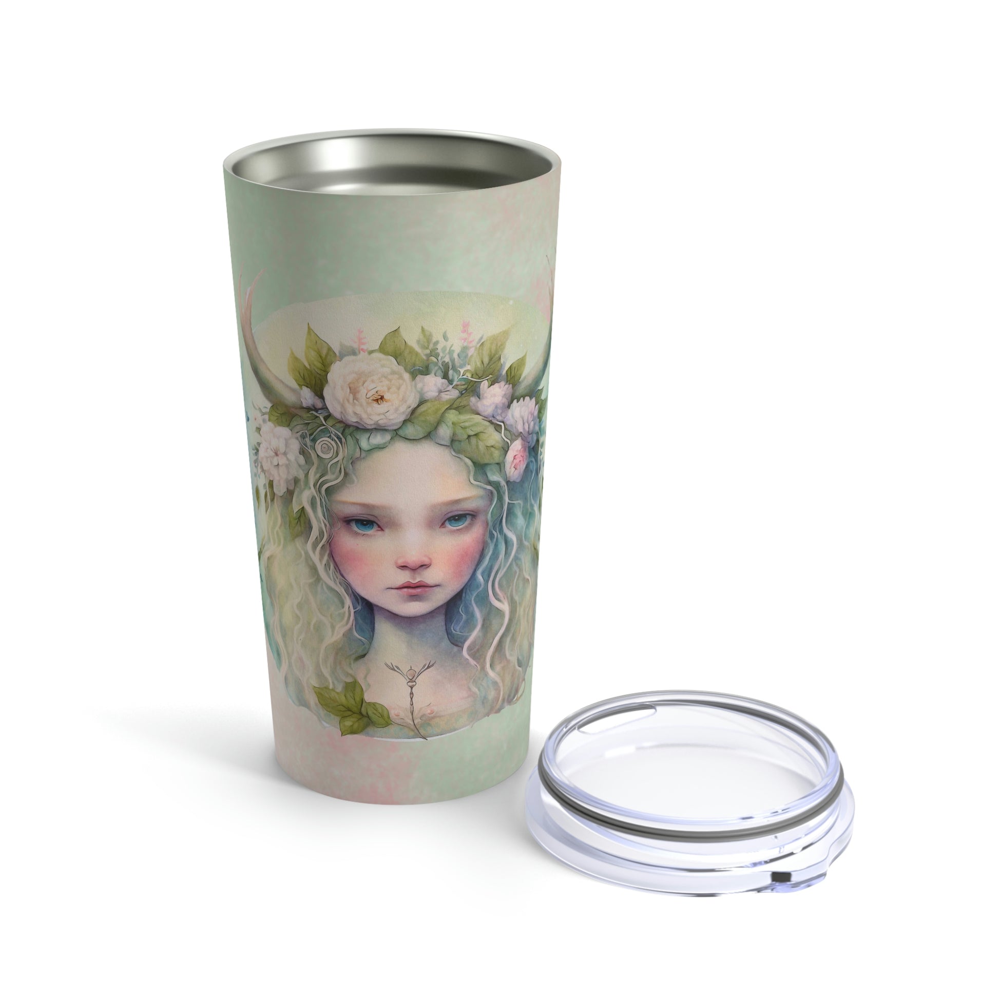 Girl Spring Flowers Watercolor Tumbler 20oz