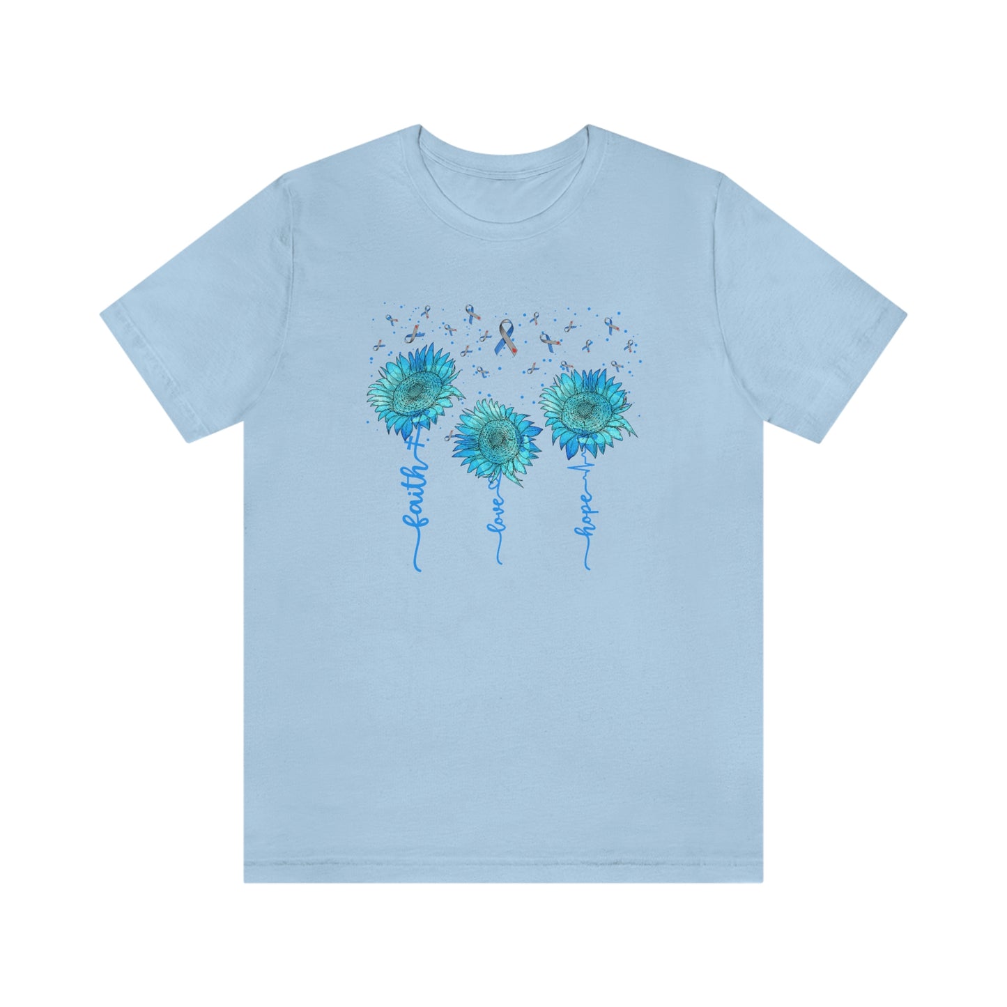Faith Hope Love Sunflowers Diabetes Awareness Print Unisex Jersey Short Sleeve Tee