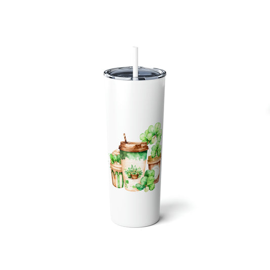 Irish Coffee St. Patrick's Day Skinny Steel Tumbler with Straw, 20oz