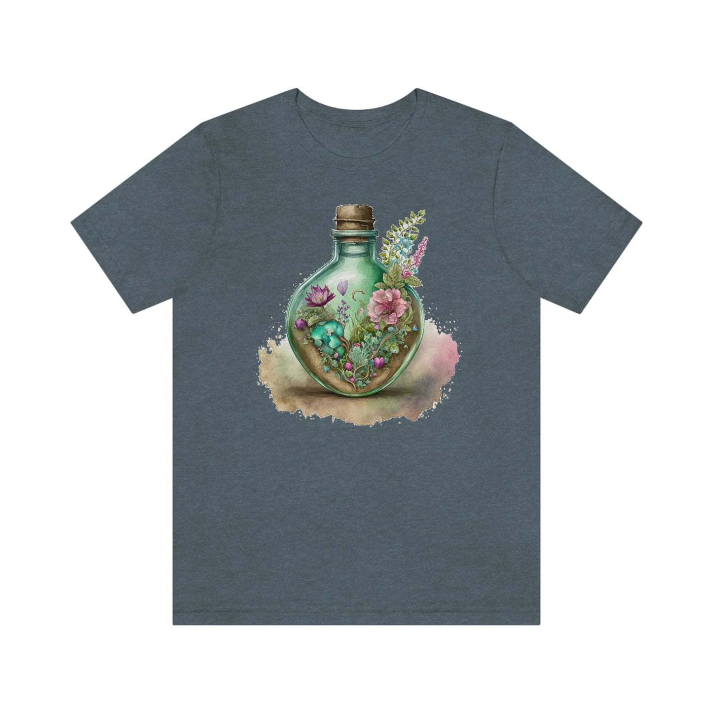 Vintage Bottle Floral Unisex Jersey Short Sleeve Tee