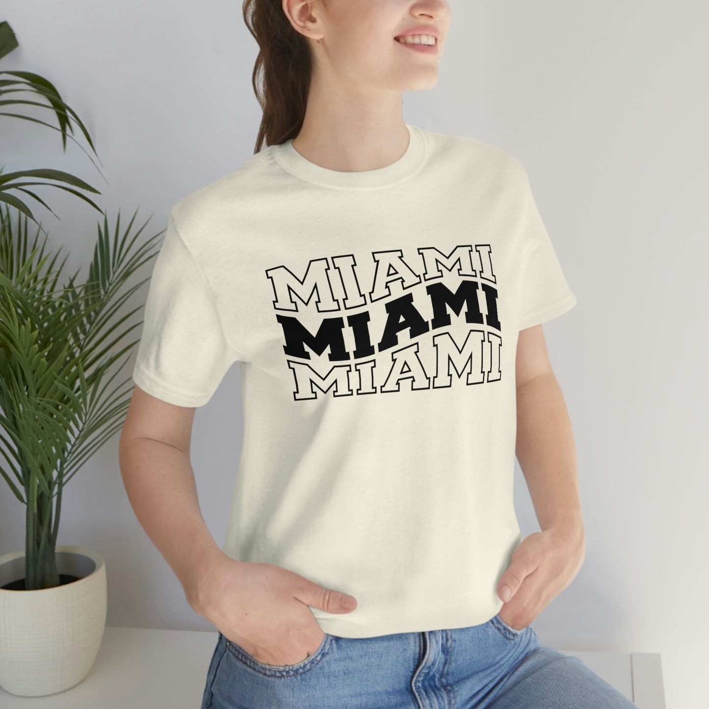 Miami Varsity Letters Wavy Florida Short Sleeve T-shirt