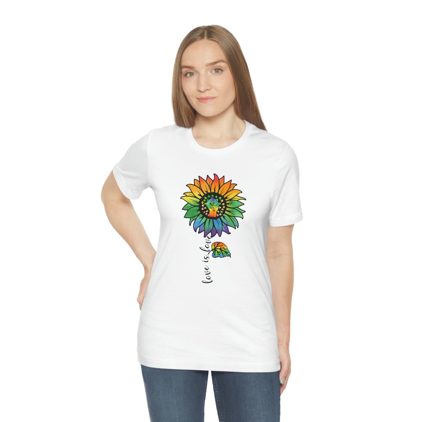 Love is Love Sunflower LGBTQIA Print Unisex Jersey Short Sleeve Tee