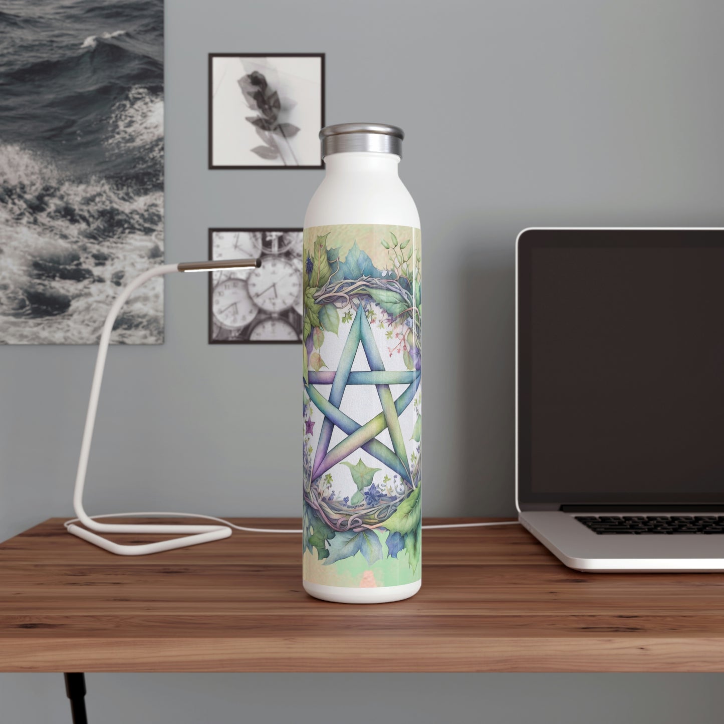 Spring Pentacle Watercolor Slim Water Bottle