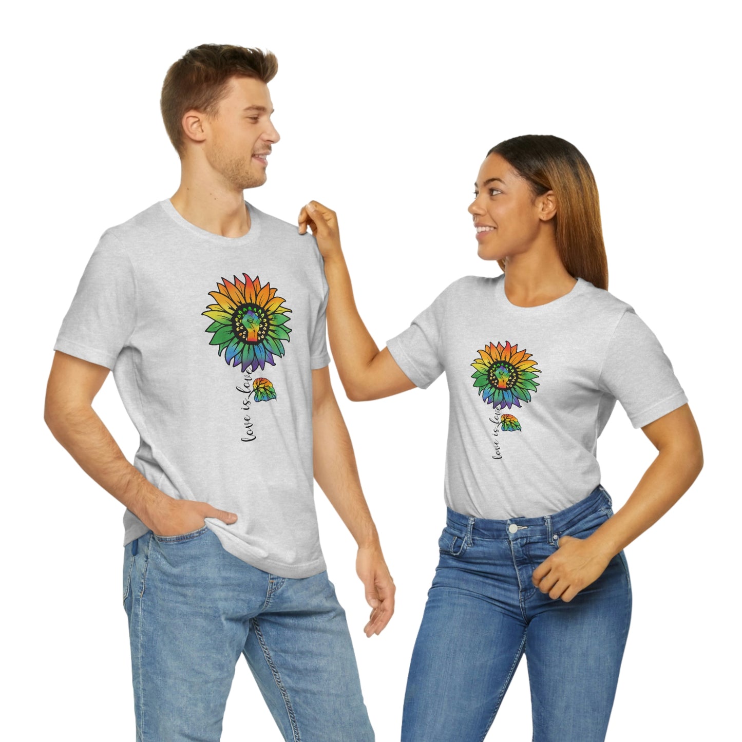 Love is Love Sunflower LGBTQIA Print Unisex Jersey Short Sleeve Tee