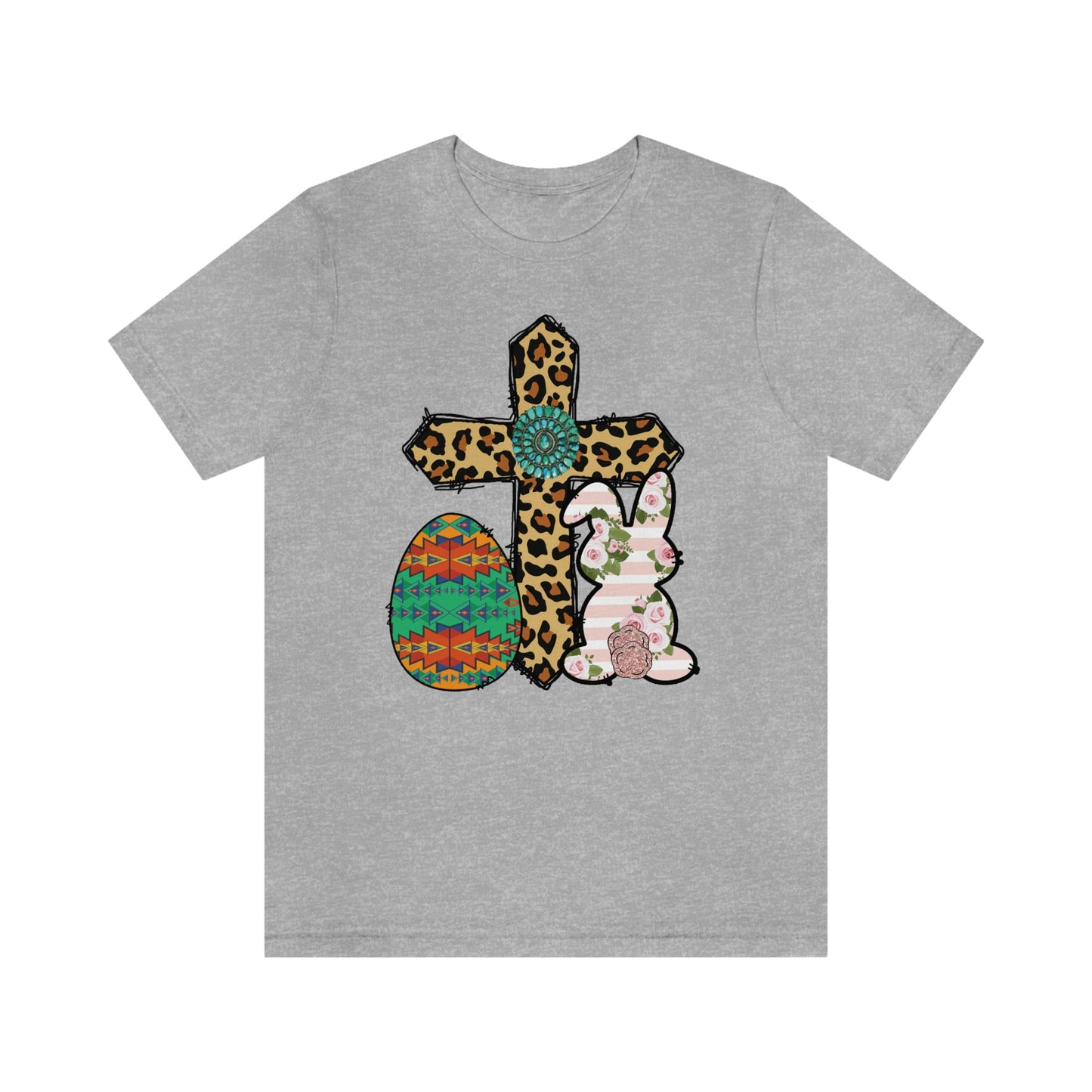 Cross Bunny Egg Easter Spring Print Unisex Jersey Short Sleeve Tee