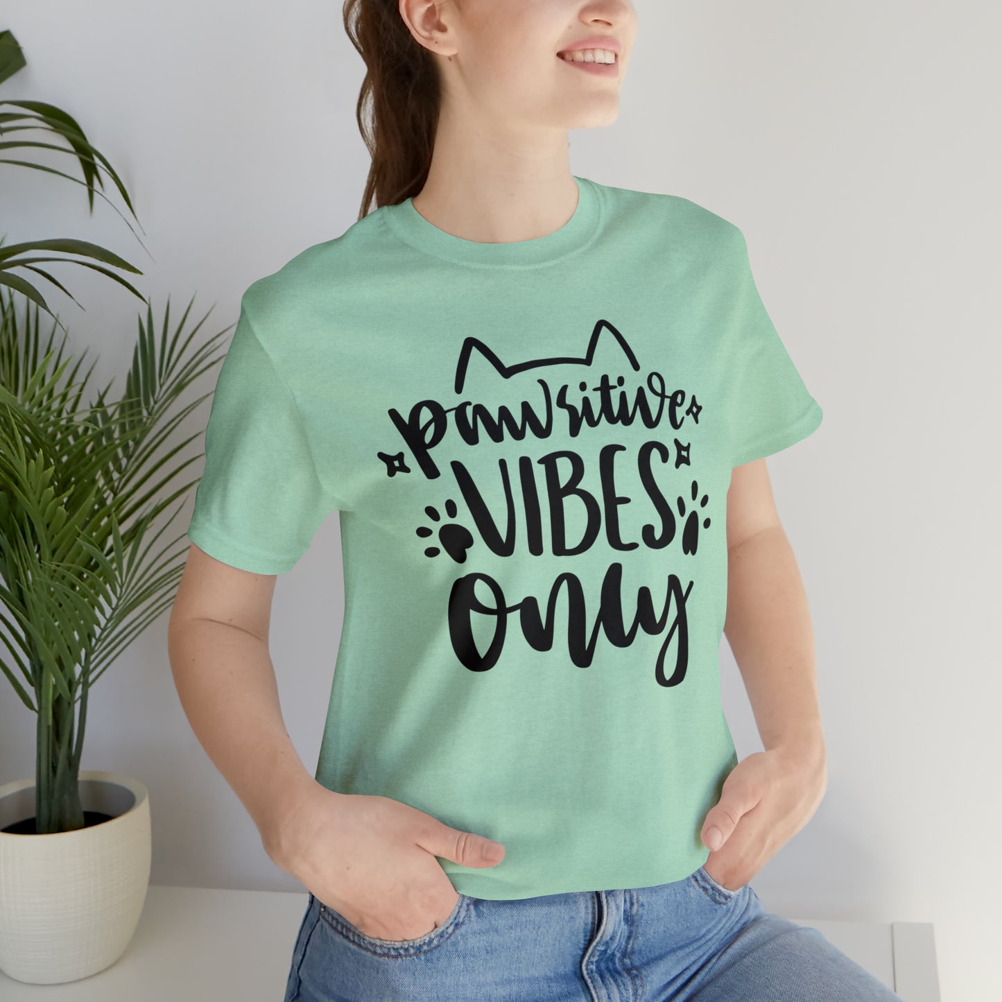 Pawsitive Vibes Only Cat Short Sleeve T-shirt