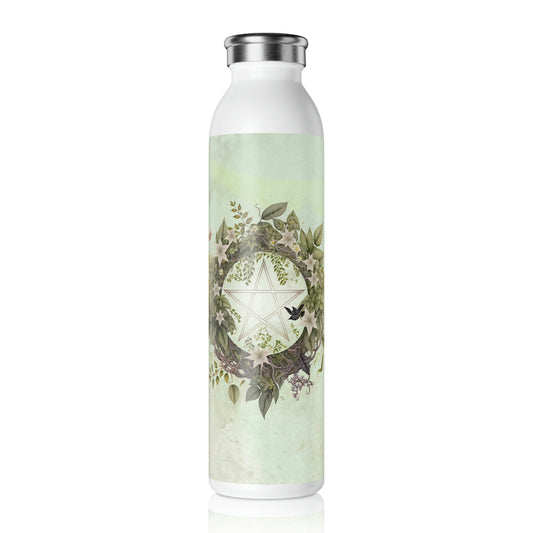 Flowers Pentagram Watercolor Slim Water Bottle