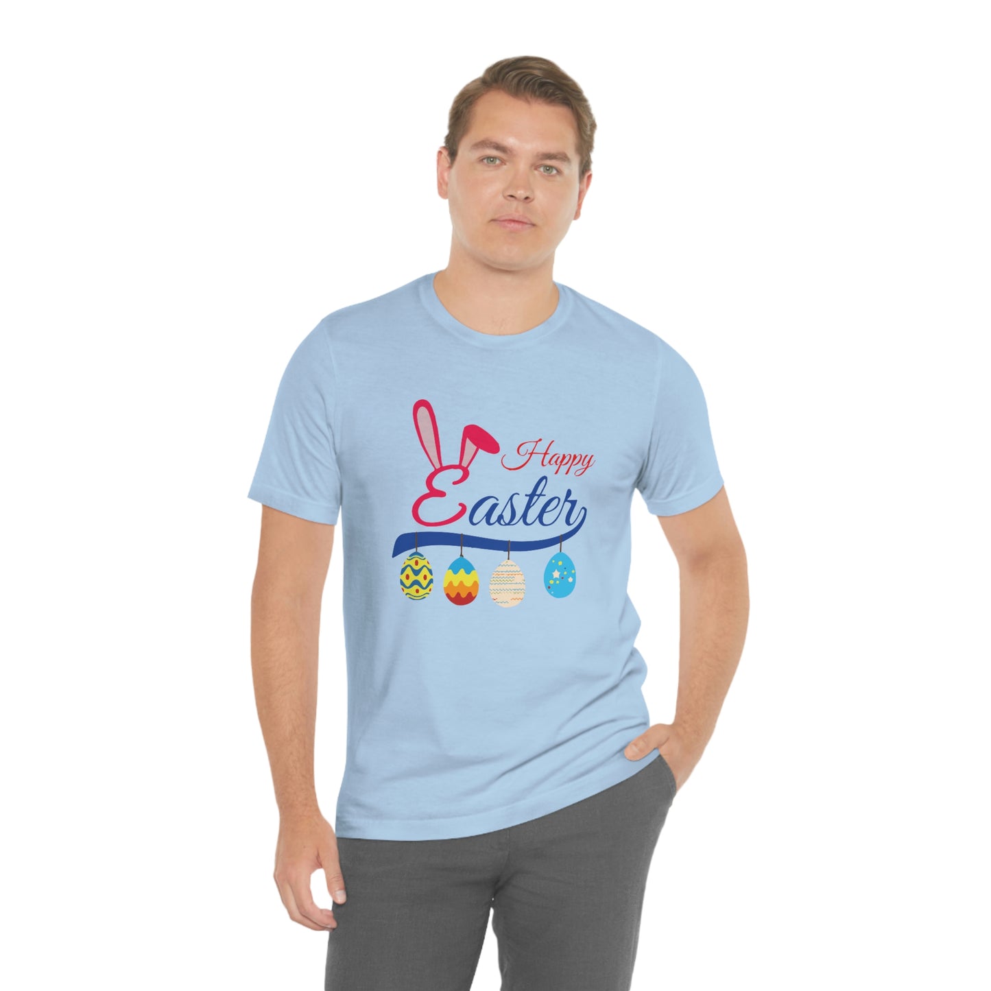 Egg Ornaments Happy Easter Unisex Jersey Short Sleeve Tee
