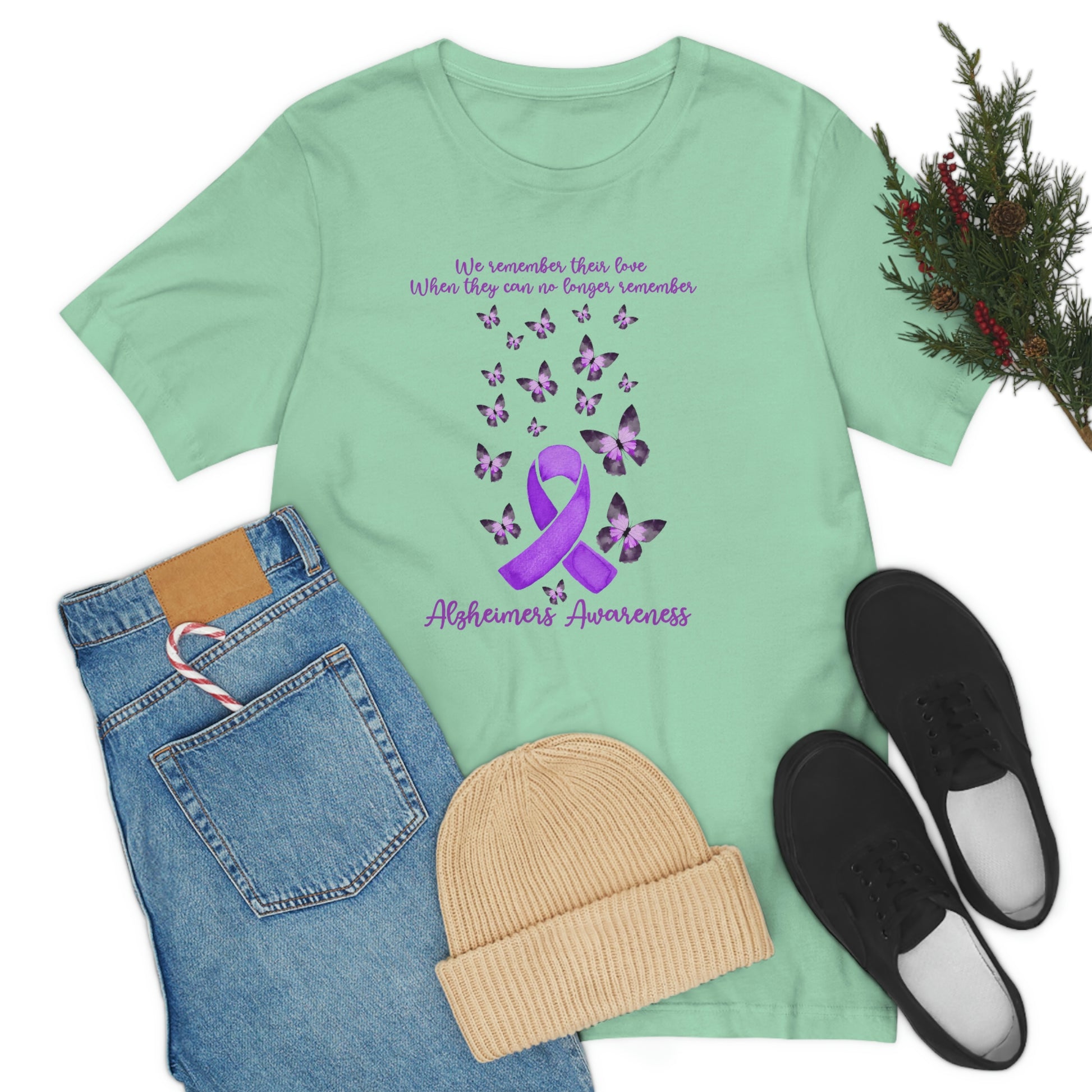 We Remember Their Love When They Can No Longer Remember Alzheimer's Awareness Print Unisex Jersey Short Sleeve Tee