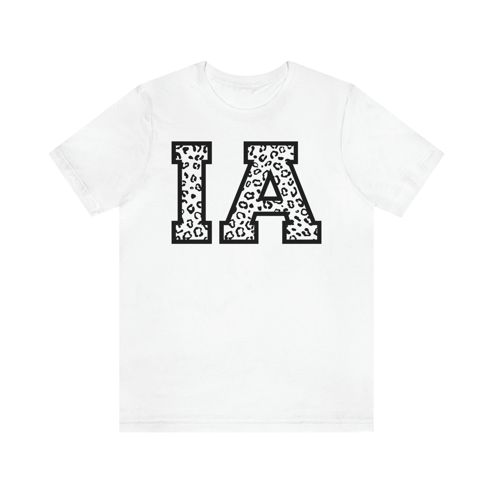 Iowa IA Leopard Print Letters Short Sleeve T-shirt