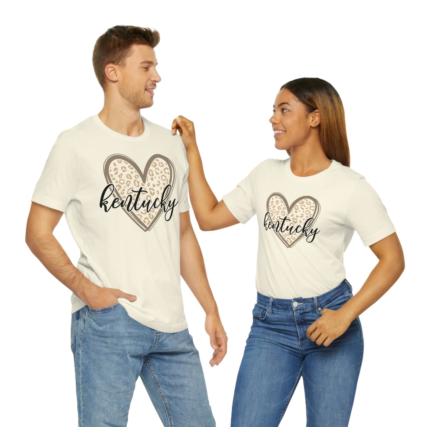 Kentucky Gold Leopard Heart Black Script Short Sleeve T-shirt