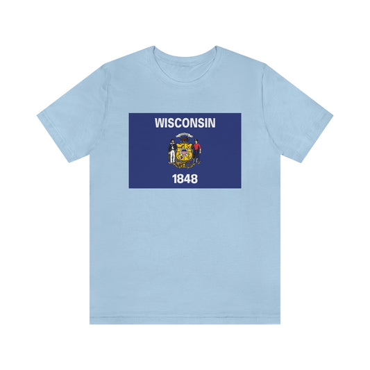 Wisconsin Flag Unisex Jersey Short Sleeve Tee Tshirt T-shirt