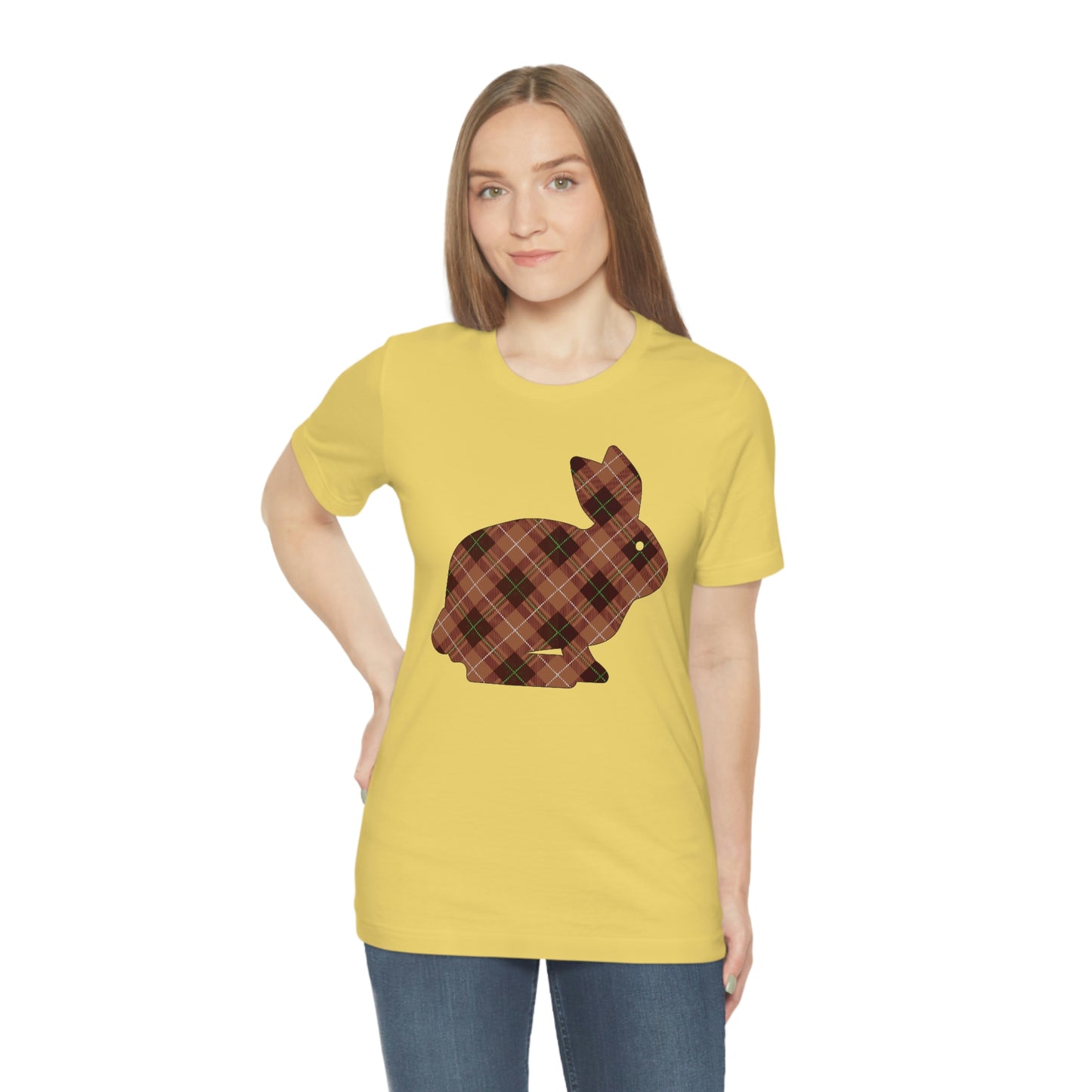 Brown Plaid Bunny Unisex Jersey Short Sleeve Tee