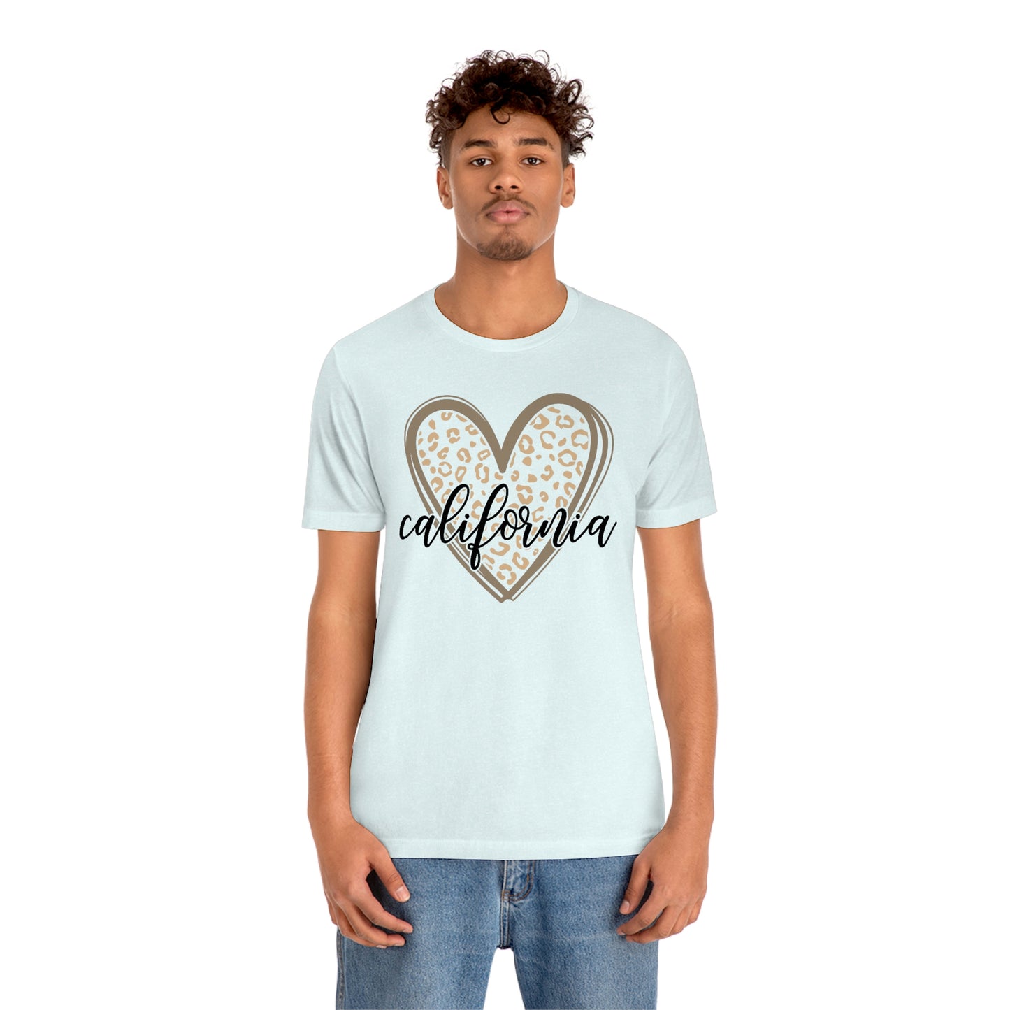 California Heart Gold Leopard Unisex Jersey Short Sleeve Tee Tshirt T-shirt